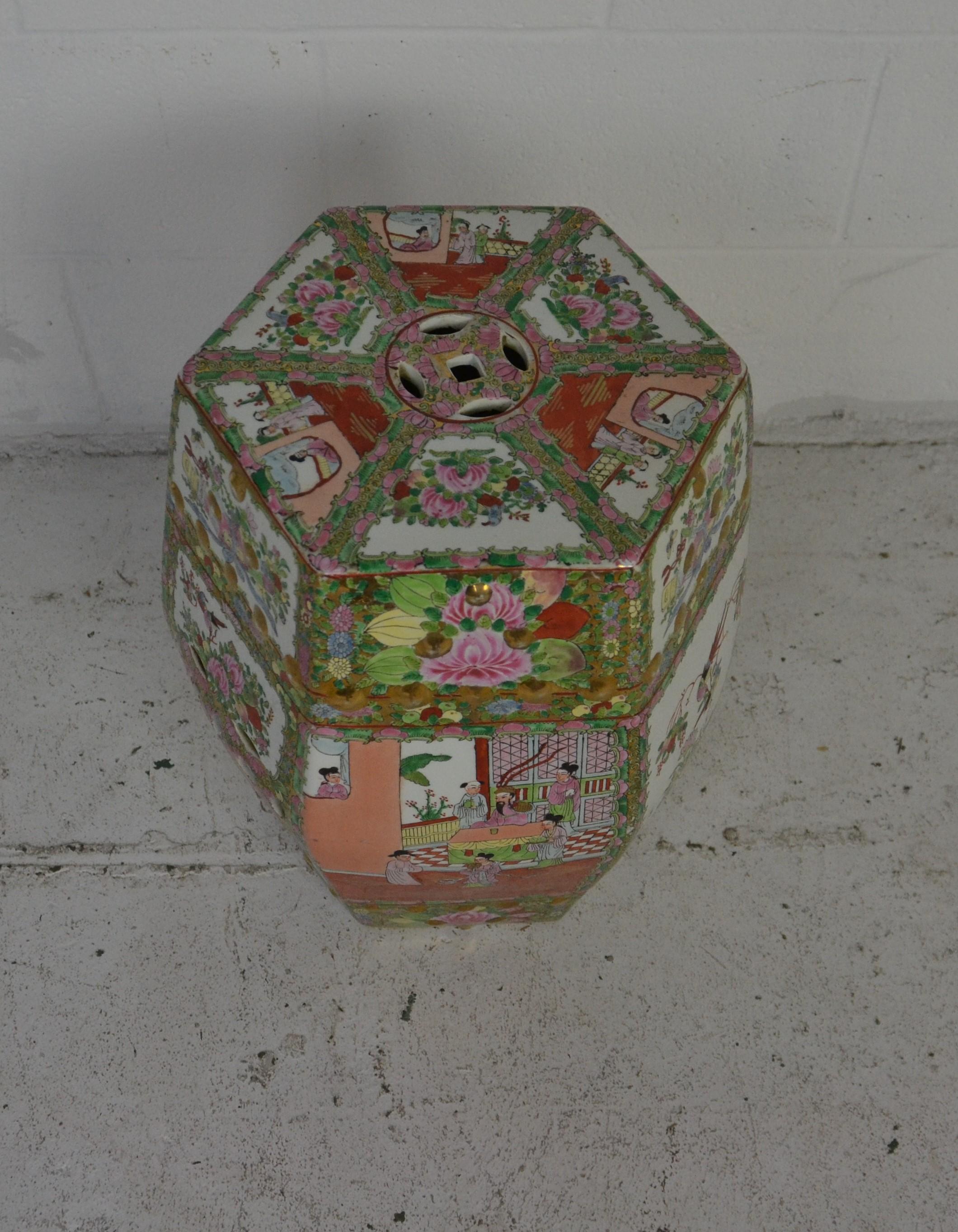 A Chinese Garden seat in the Rose Medallion / Famille Rose style.
