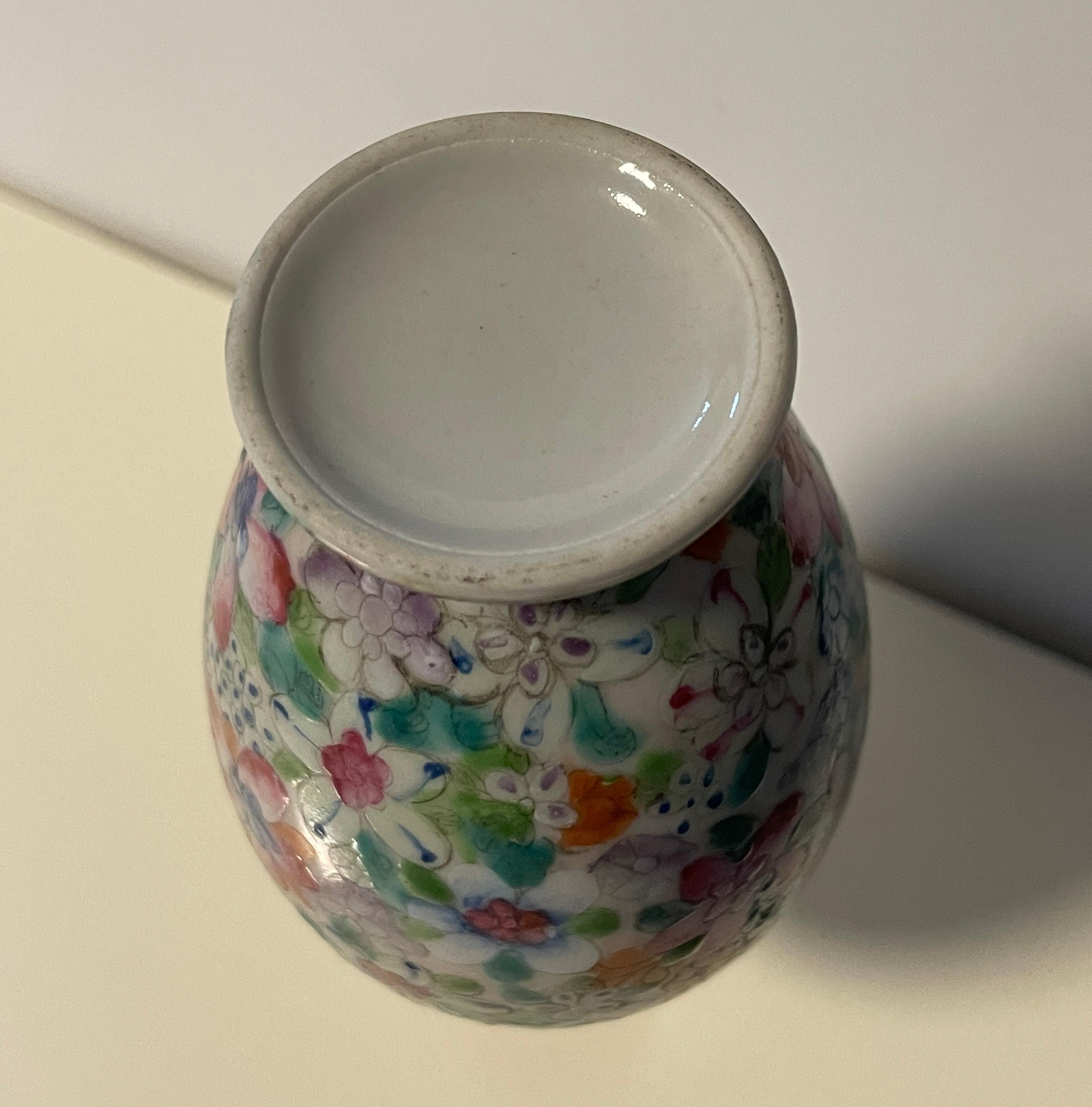 Porcelain Chinese Famille Rose Millefleurs Vase For Sale