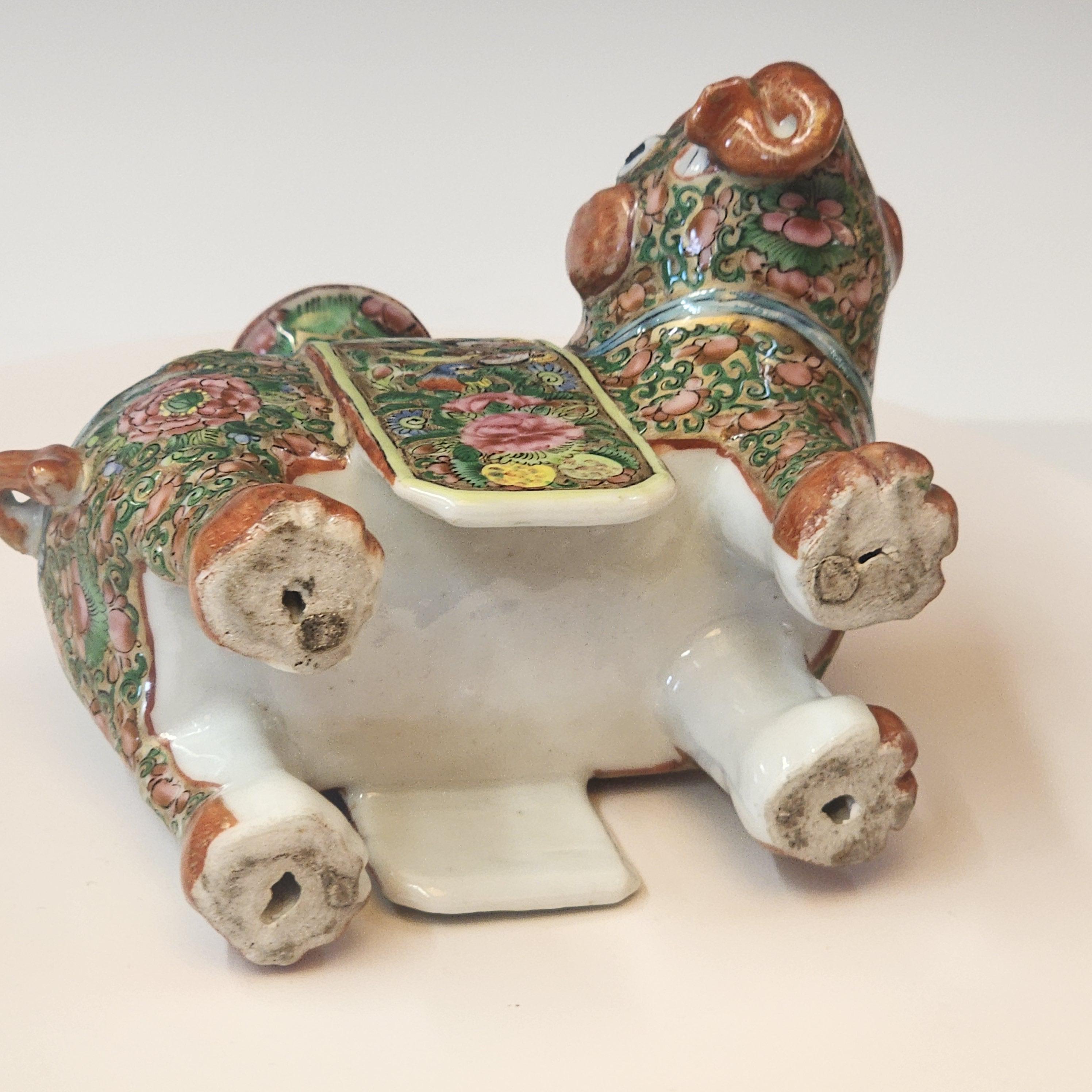 Chinese Famille Rose of Elephant Form Joss or Candlestick For Sale 4