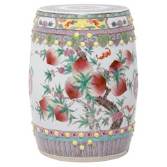 Chinese Famille Rose Peach Tree Garden Stool