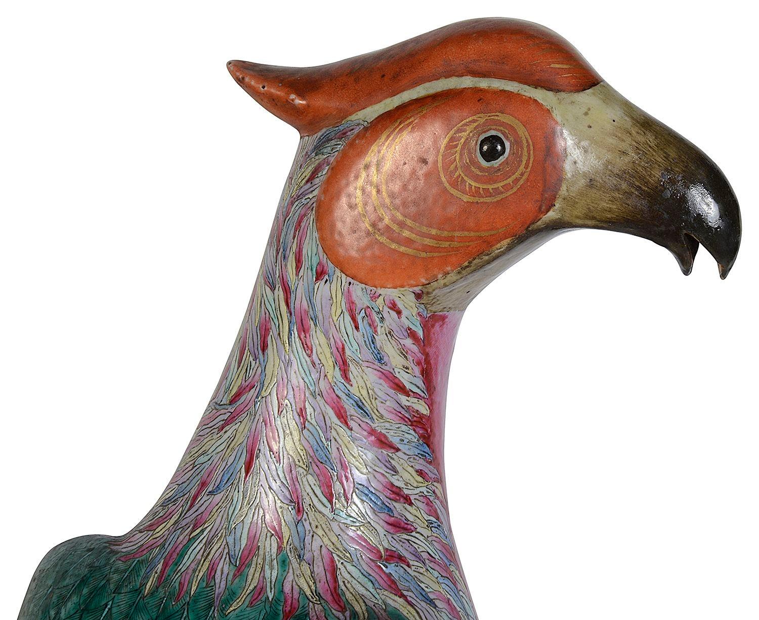Chinese Famille Rose Pheasant, circa 1880, 56cm In Good Condition For Sale In Brighton, Sussex