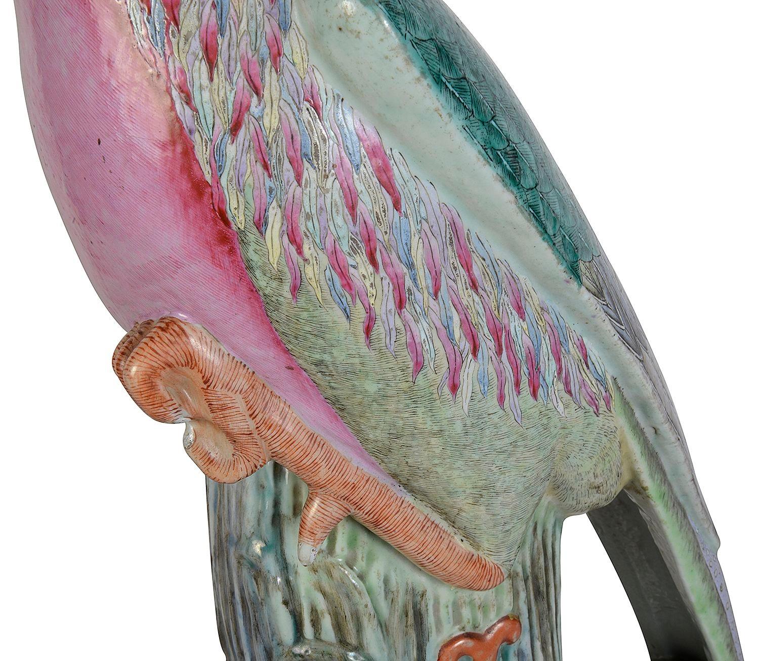 Porcelain Chinese Famille Rose Pheasant, circa 1880, 56cm For Sale