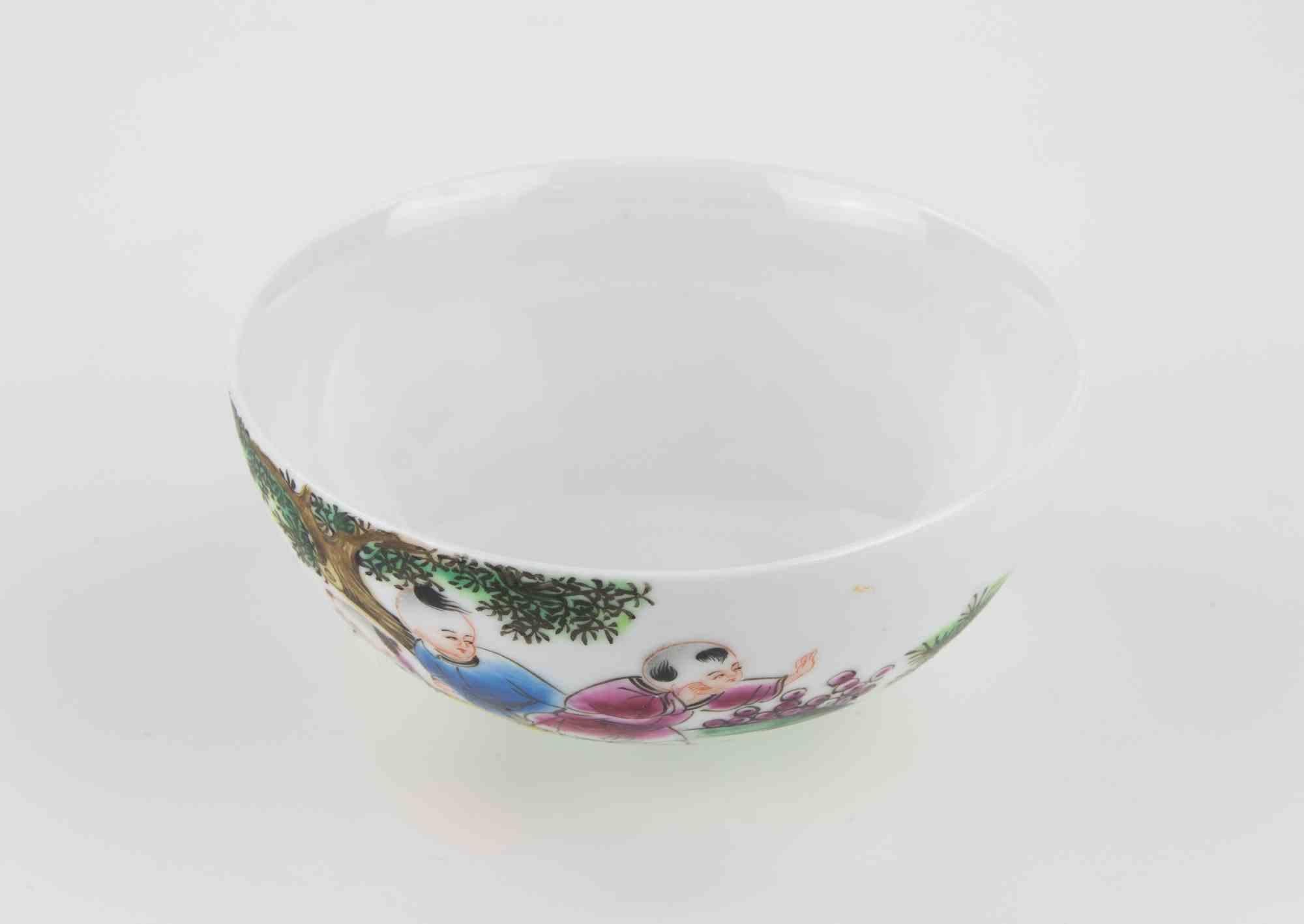 Bol chinois en porcelaine de la famille rose, style dynastie Qing, début du 20e siècle Bon état - En vente à Roma, IT