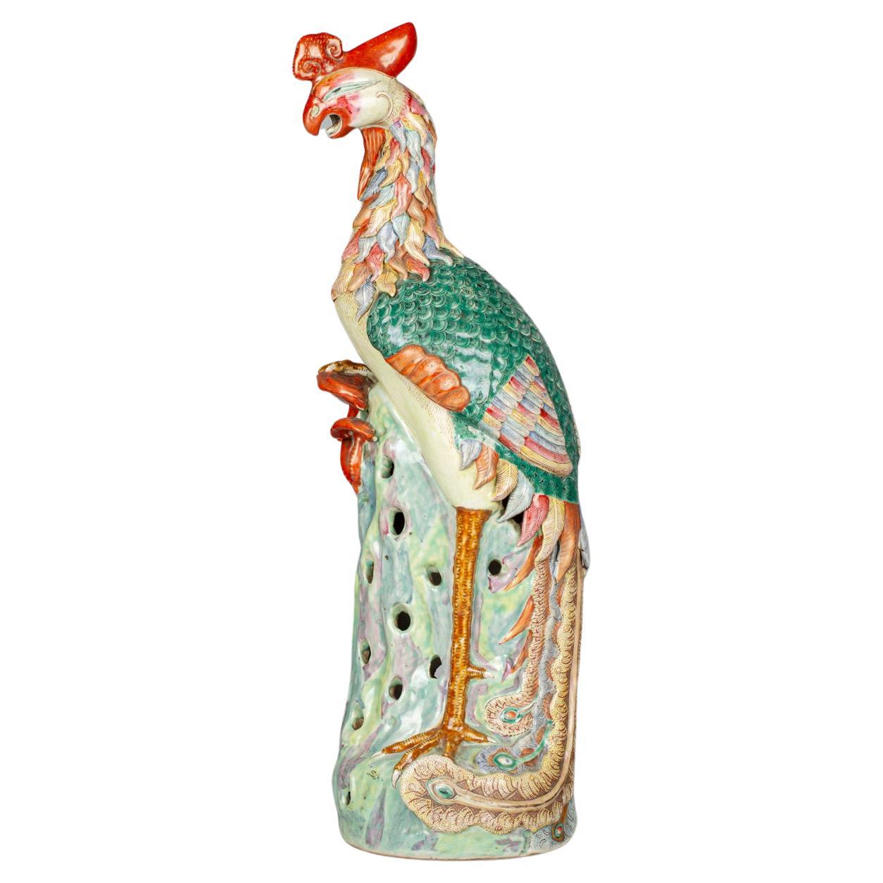 Chinese Famille Rose Porcelain Figure of a Phoenix, circa 1875