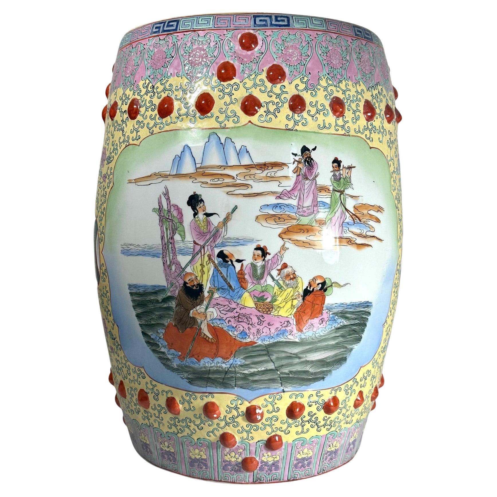 Chinese Famille Rose Porcelain Garden Seat.