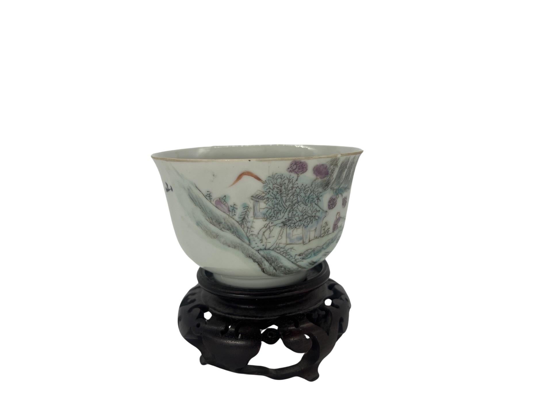 Chinese Famille Rose Porcelain Hongxian Marked Story Bowl For Sale 2