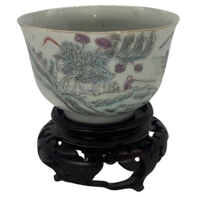Chinese Famille Rose Porcelain Hongxian Marked Story Bowl For Sale
