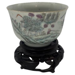 Cuenco de historia de porcelana china Famille Rose con marca de Hongxian