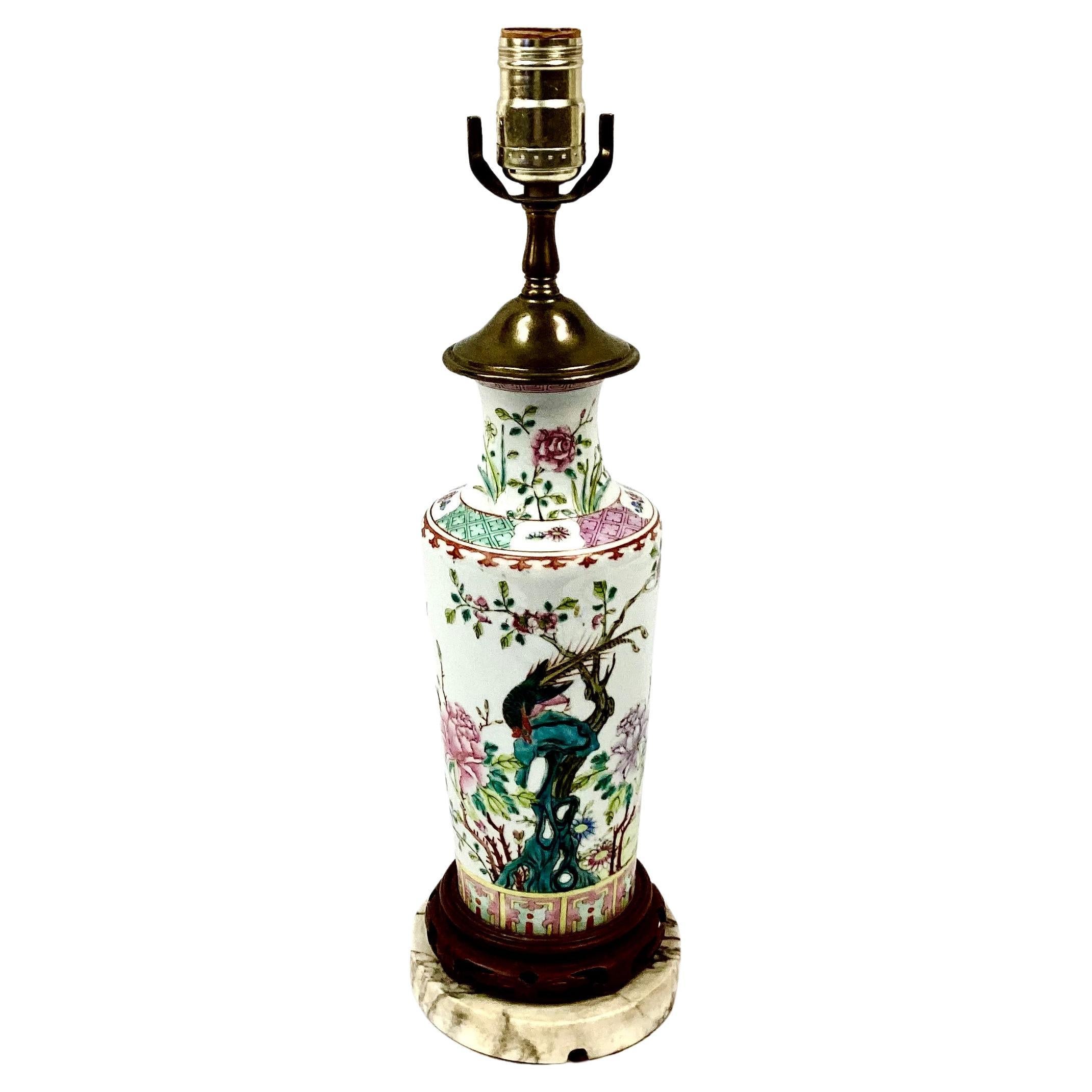 Chinese Export Chinese Famille Rose Porcelain Lamp For Sale