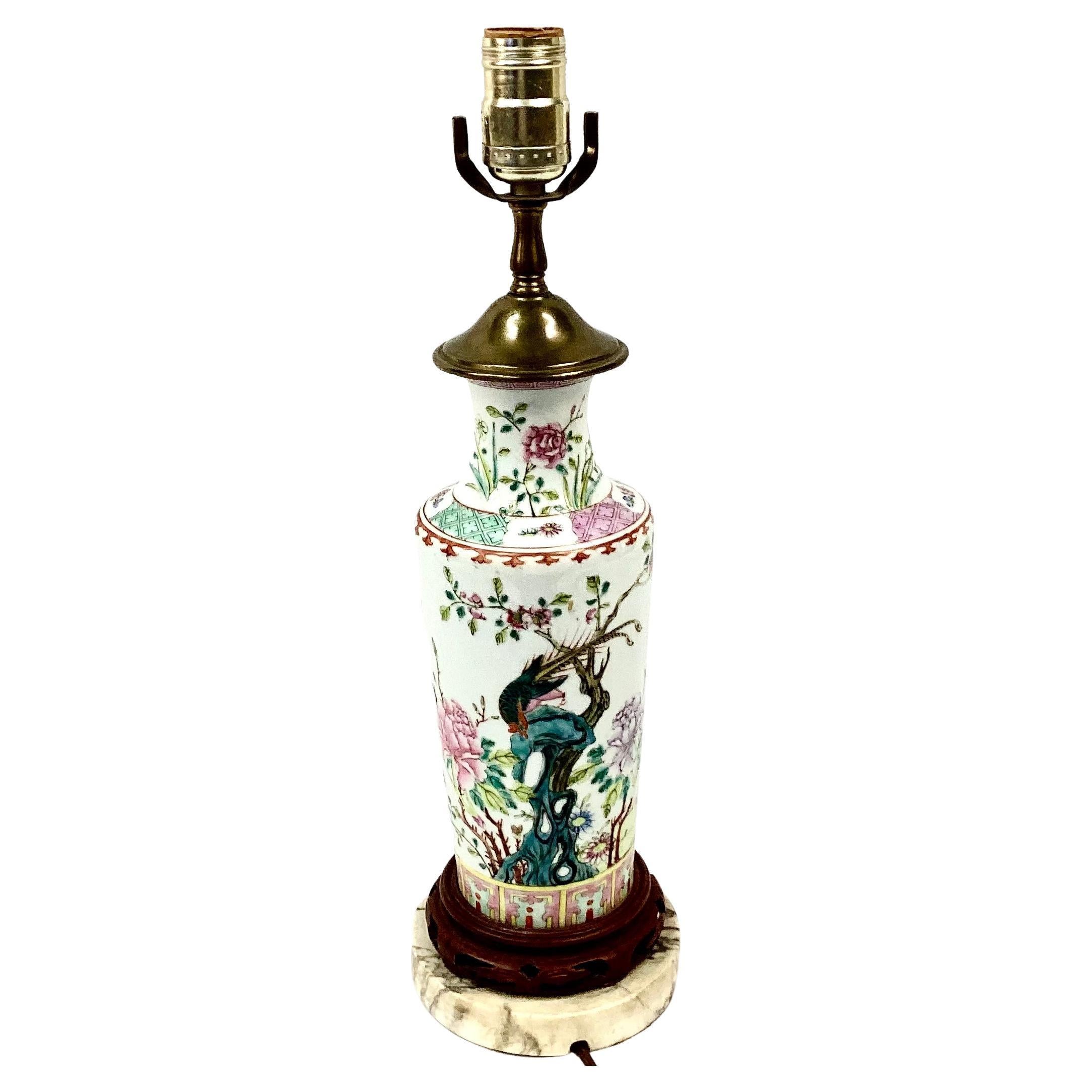 Chinese Famille Rose Porcelain Lamp For Sale