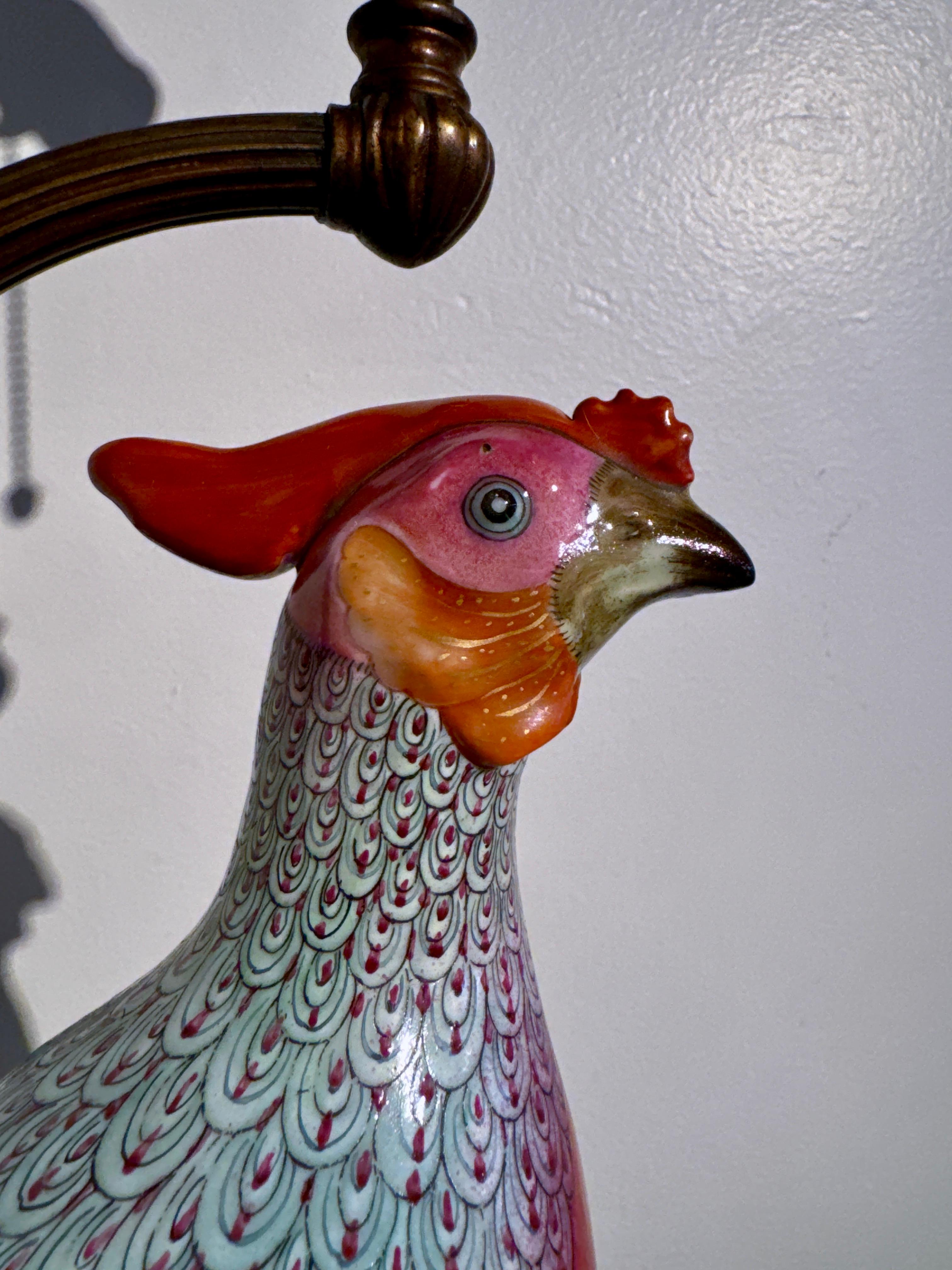 Chinese Famille Rose Porcelain Pheasant Lamp, Early 20th century, China and USA 3