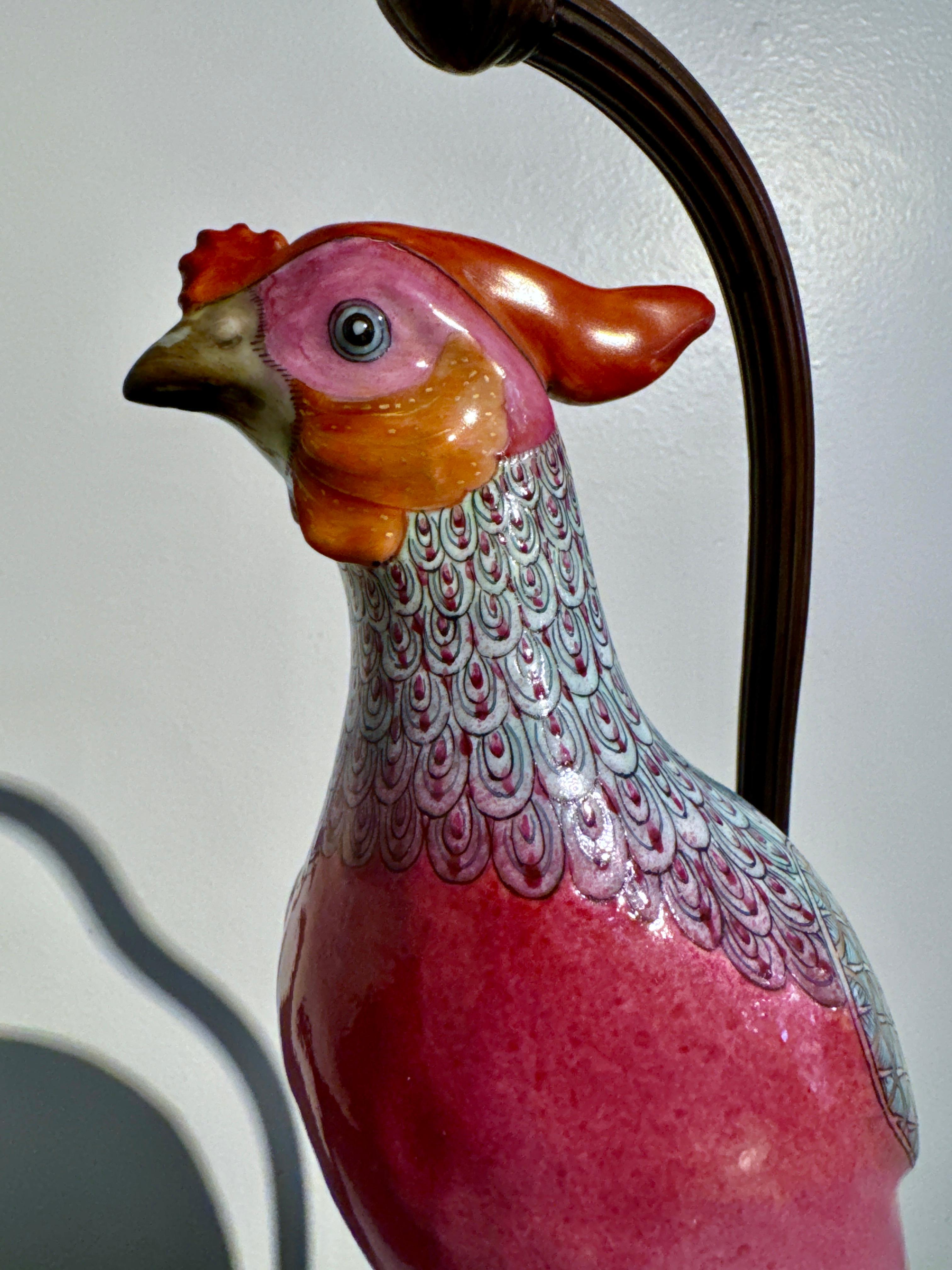 Chinese Famille Rose Porcelain Pheasant Lamp, Early 20th century, China and USA 7