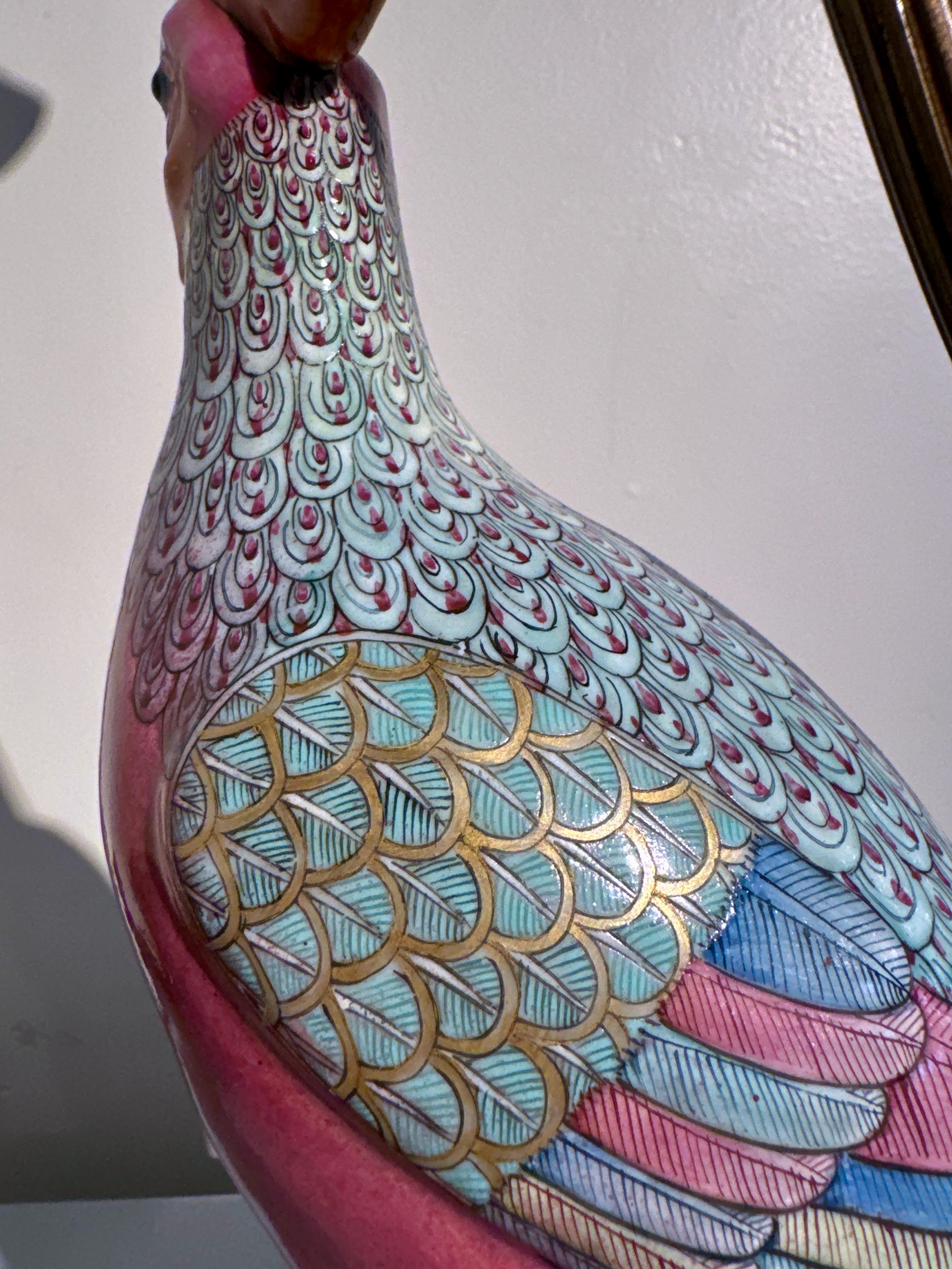 Chinese Famille Rose Porcelain Pheasant Lamp, Early 20th century, China and USA 8