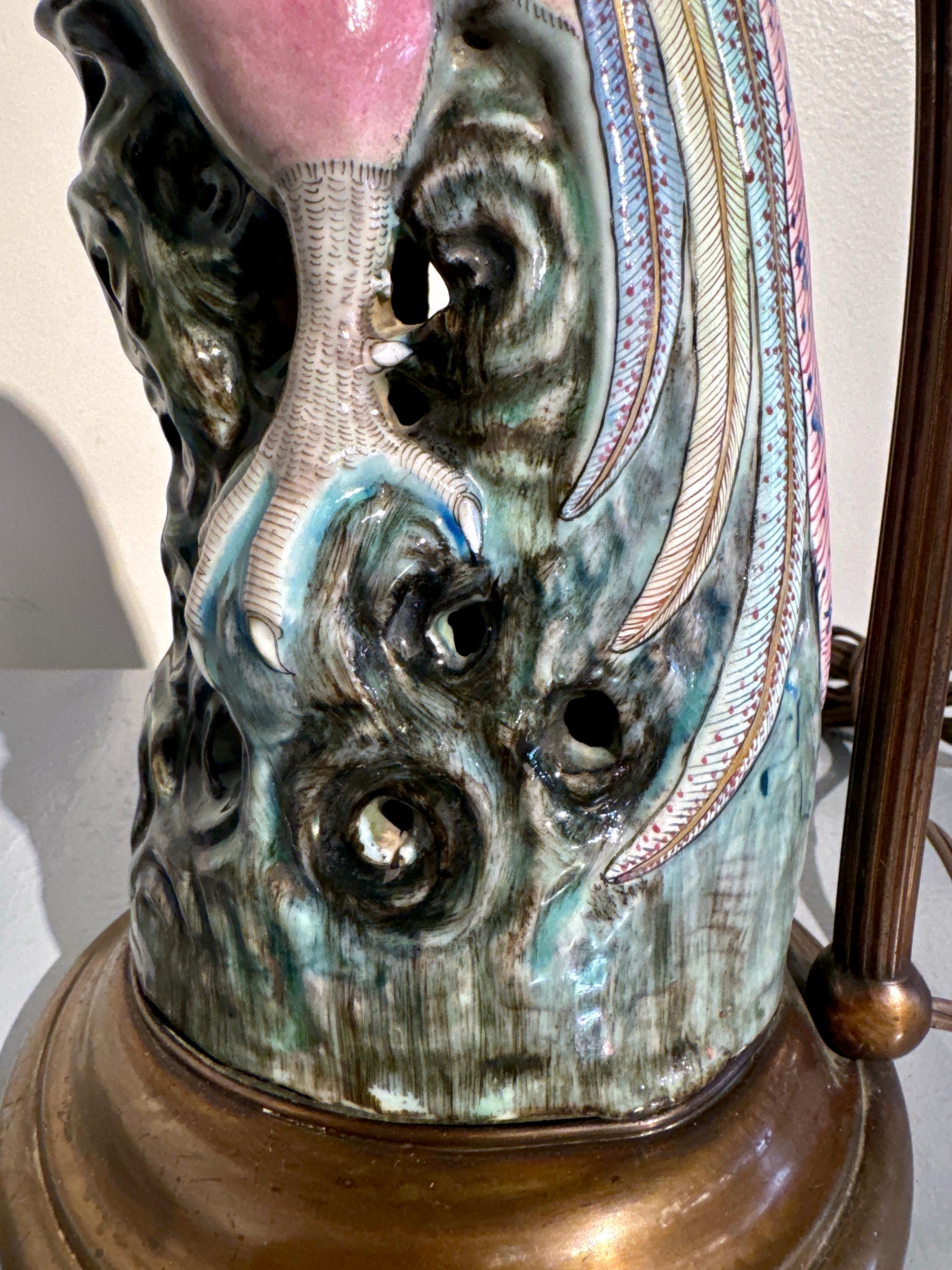 Chinese Famille Rose Porcelain Pheasant Lamp, Early 20th century, China and USA 9
