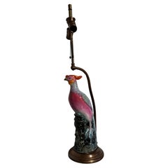Chinese Famille Rose Porcelain Pheasant Lamp, Early 20th century, China and USA