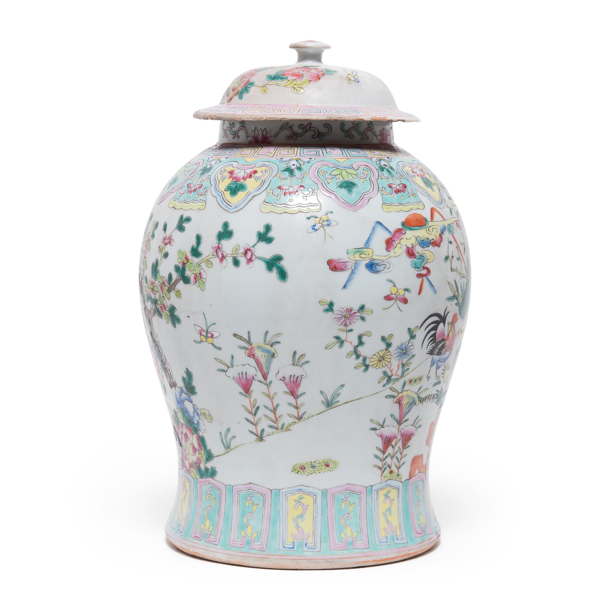 During the 18th century, Europeans provided an eager market for Chinese export porcelain, especially the colorful and fanciful ware known as “famille rose.” Named for a palette of opaque overglaze enamels that favored roses and pinks, famille rose