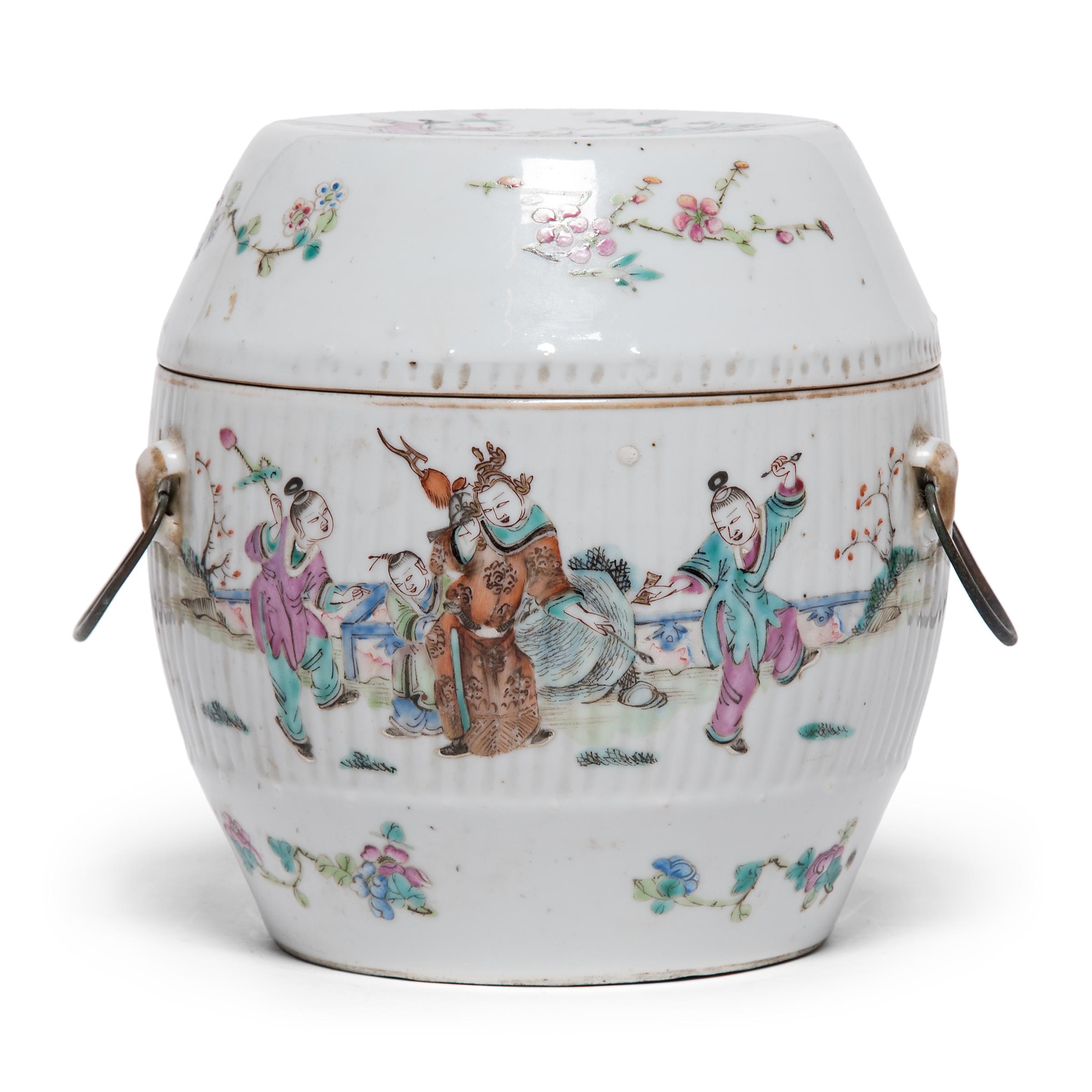 Chinese Export Chinese Famille Rose Soup Tureen with Children in Garden, c. 1900