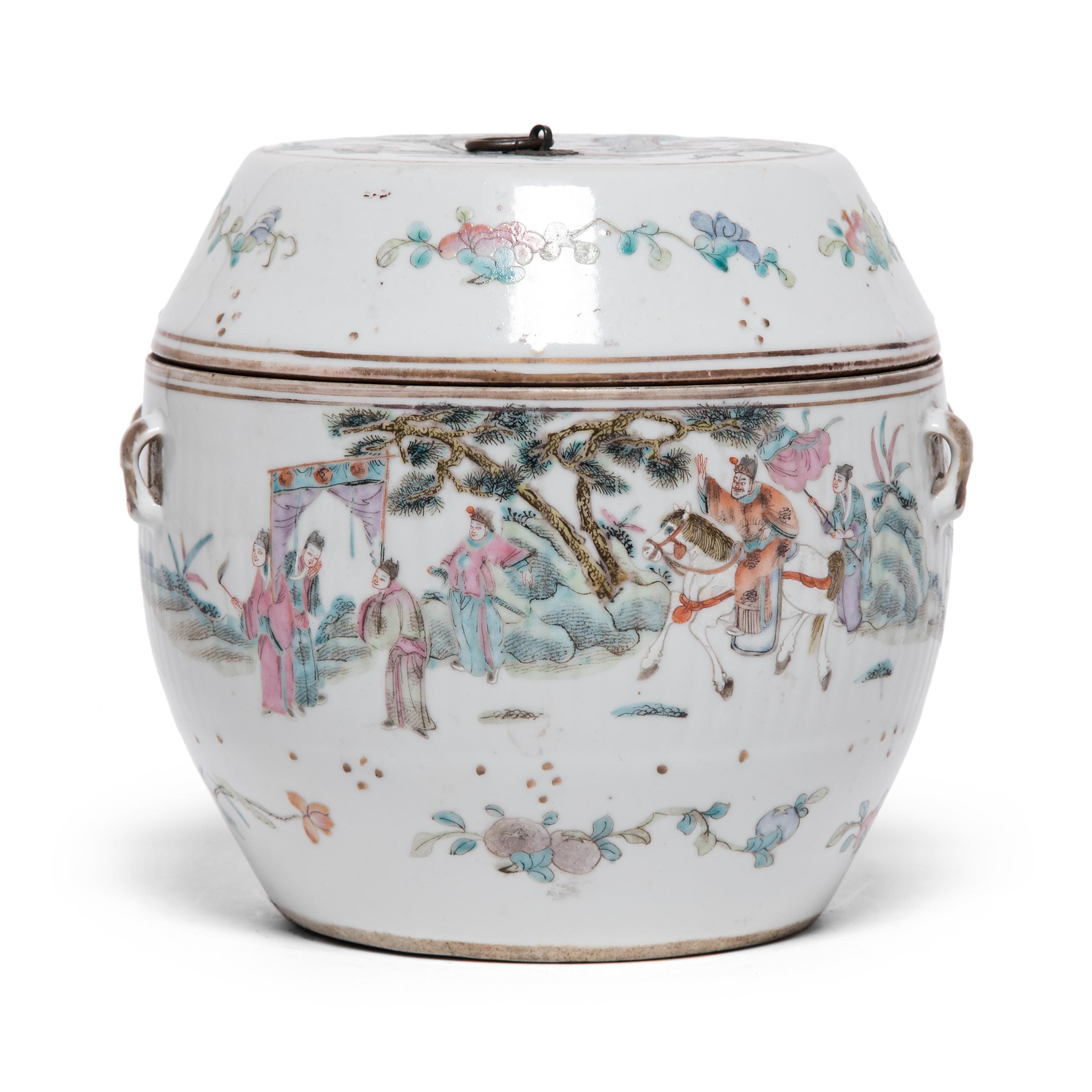 Chinese Export Chinese Famille Rose Soup Tureen with Courtly Gathering, c. 1870