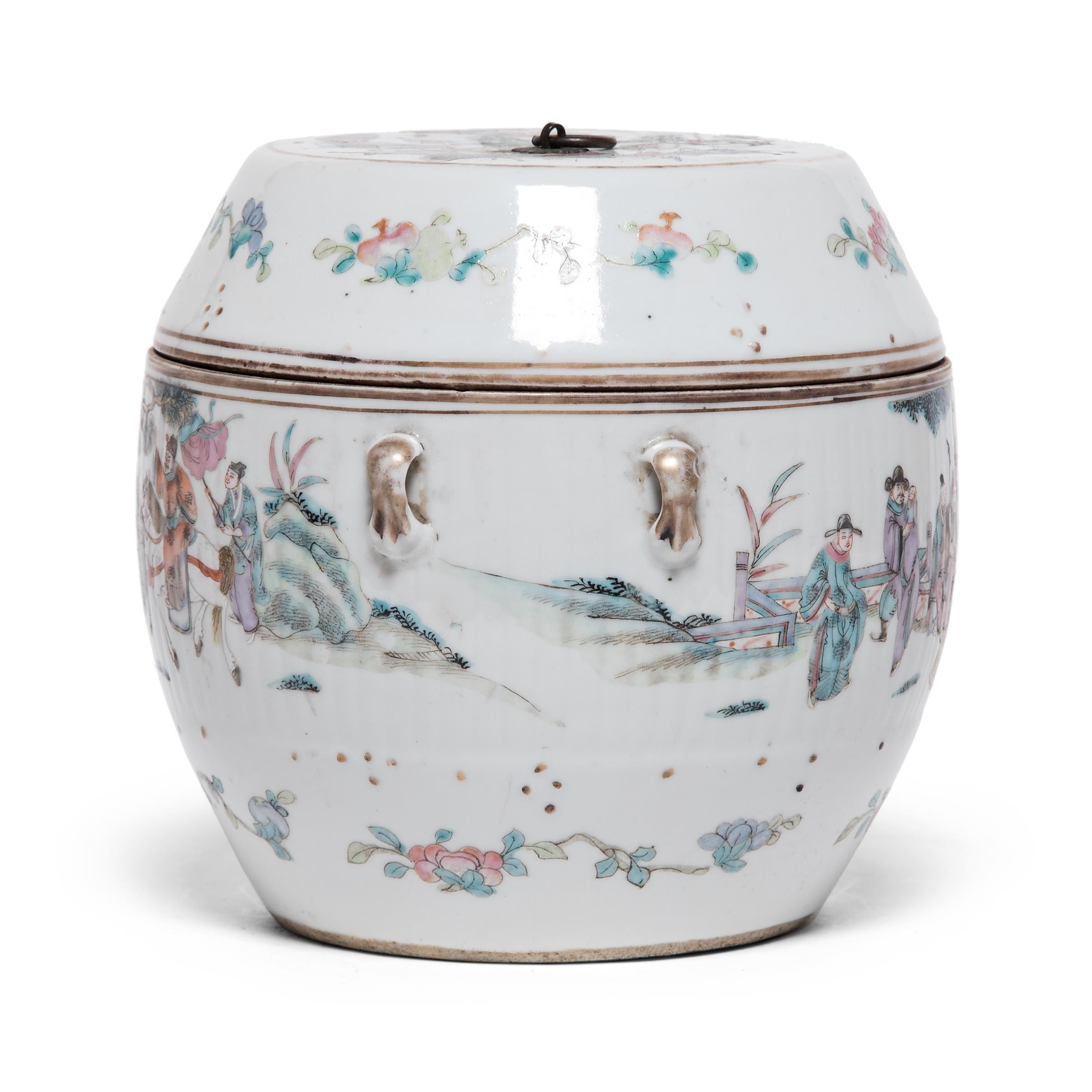 Enameled Chinese Famille Rose Soup Tureen with Courtly Gathering, c. 1870