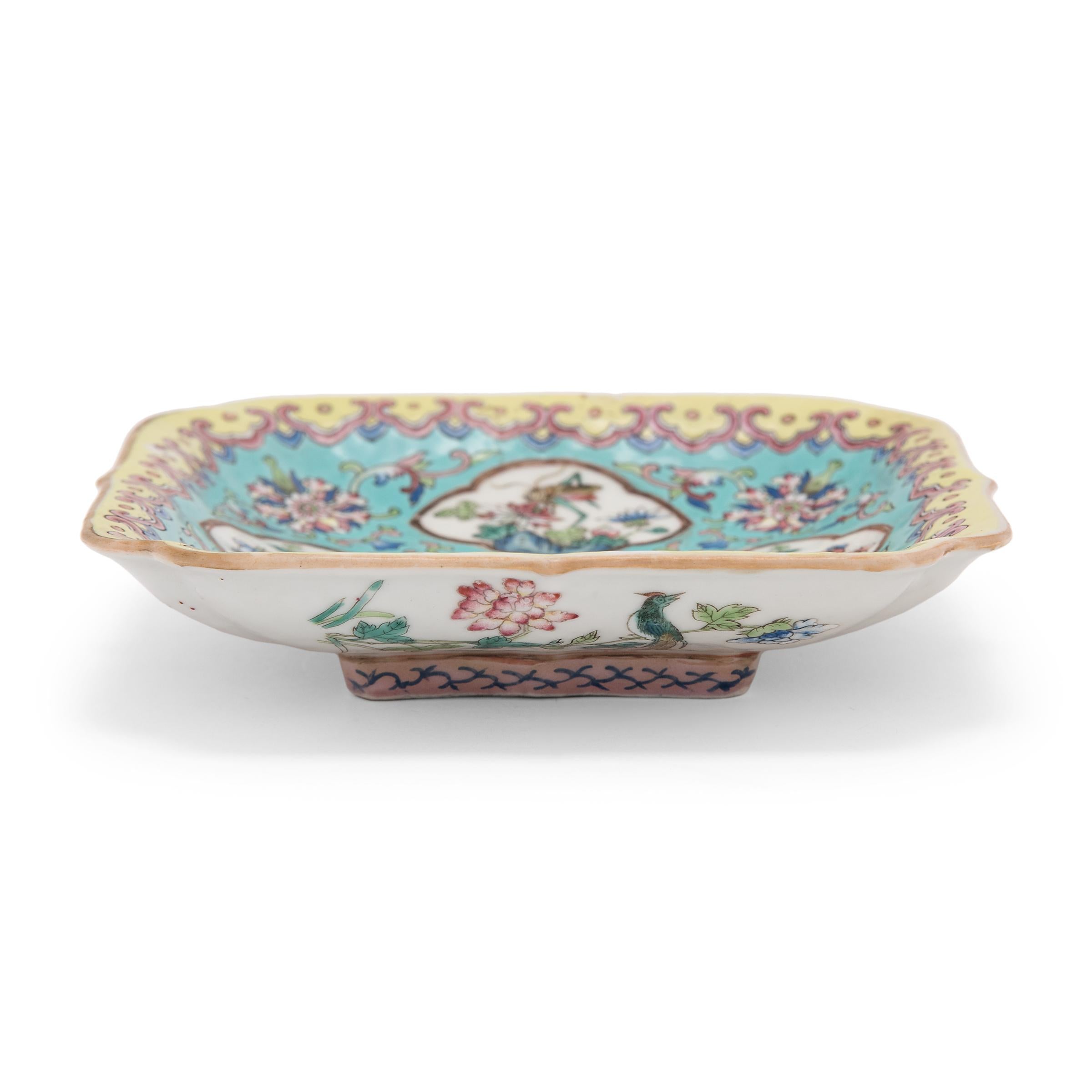 20th Century Chinese Famille Rose Square Dish, c. 1900
