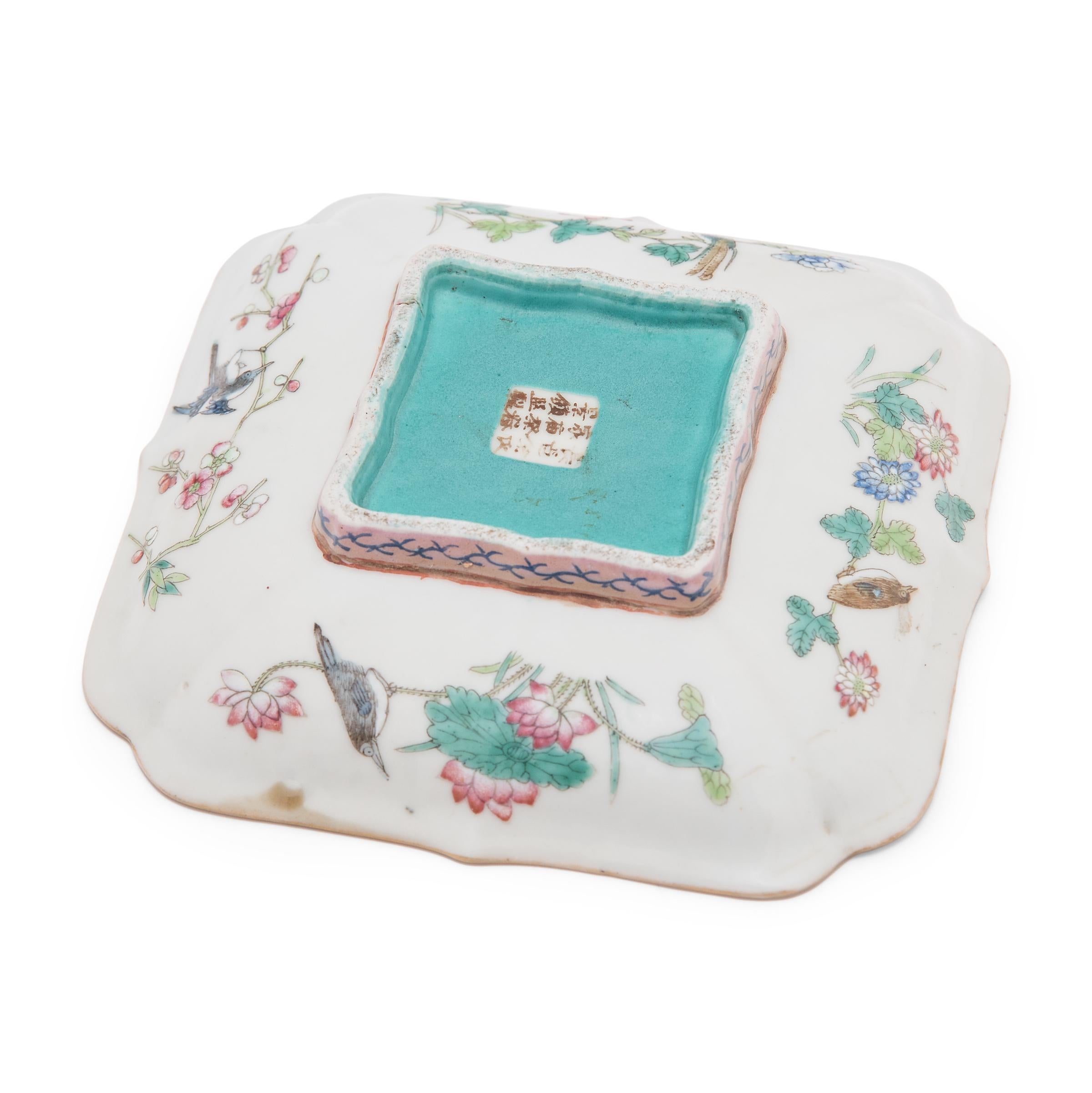Porcelain Chinese Famille Rose Square Dish, c. 1900