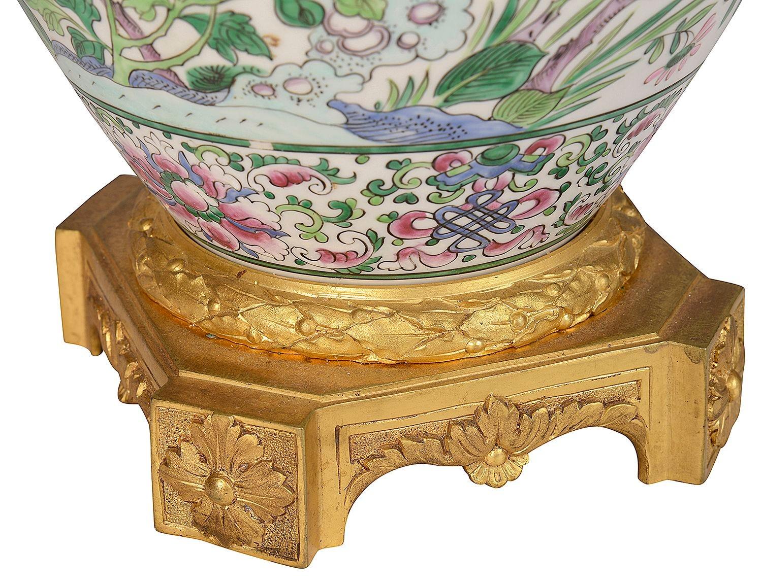19th Century Chinese Famille Rose vase / lamp, circa 1880 For Sale