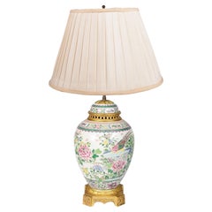 Chinesische Famille Rose Vase / Lampe, um 1880