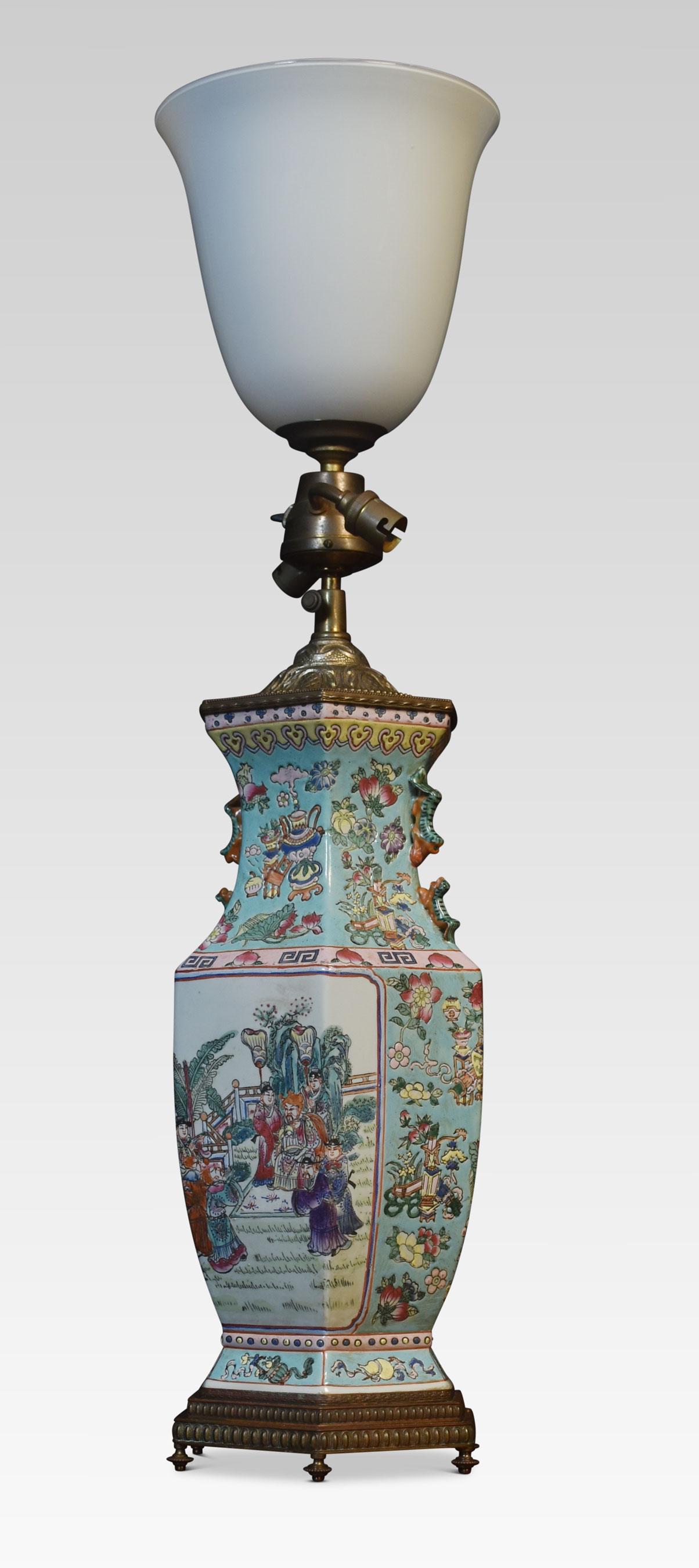 Chinese famille rose vase lamp In Good Condition For Sale In Cheshire, GB