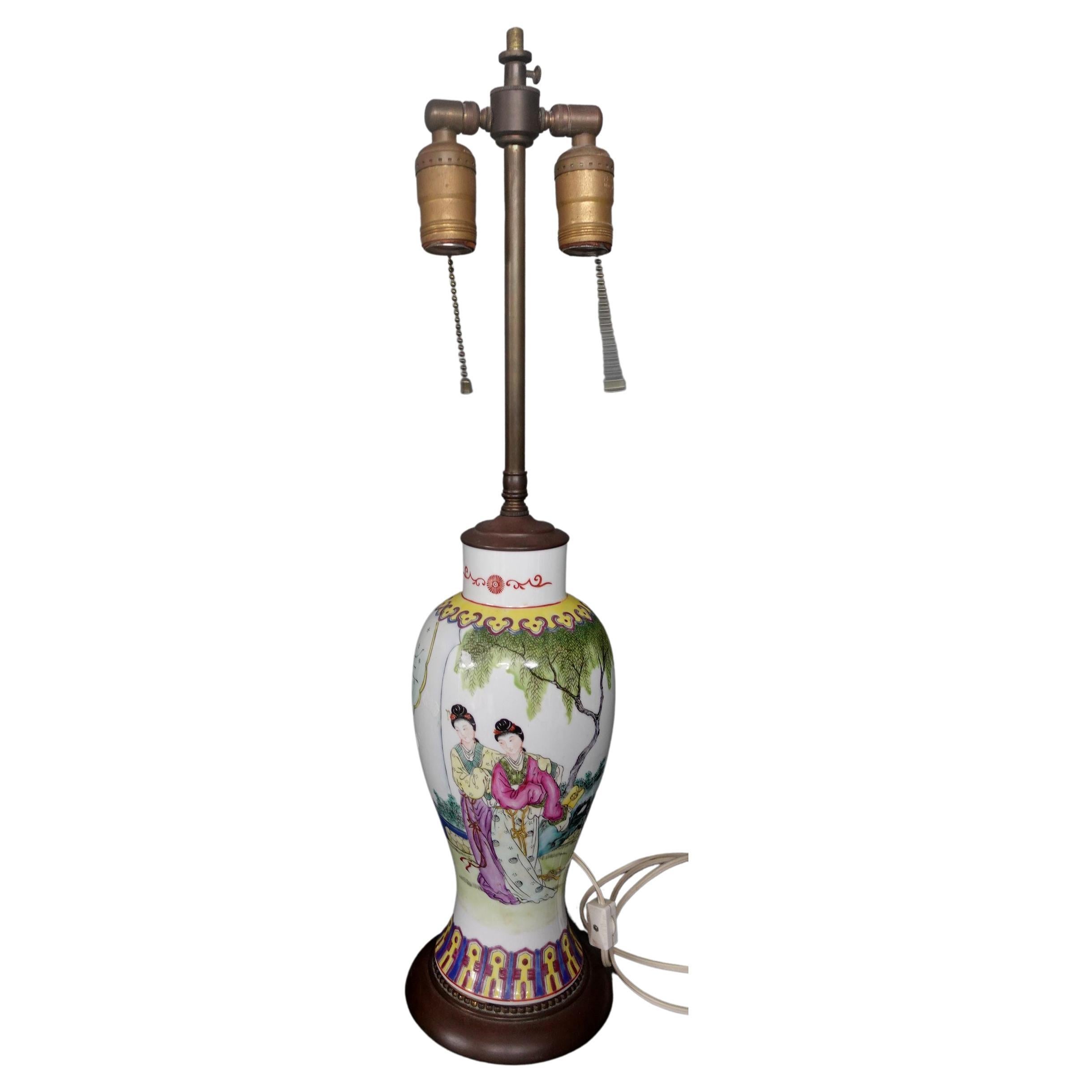Chinese Famille Rose Vase Mounted as a Lamp