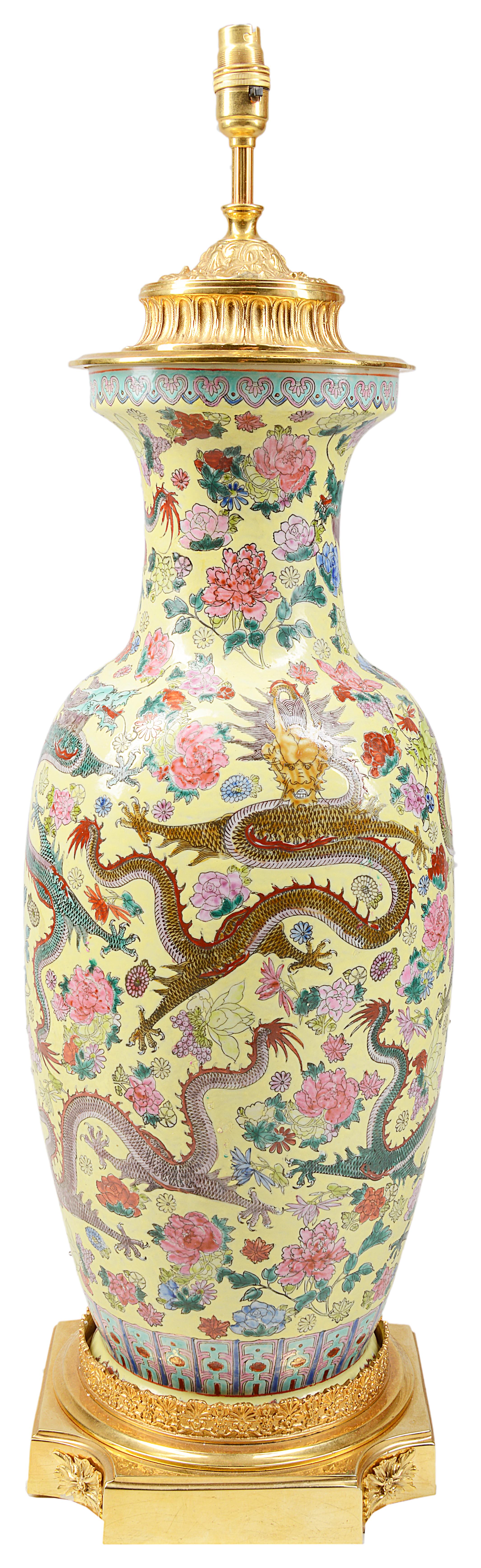 Chinese Famille Rose Vase or Lamp In Excellent Condition For Sale In Brighton, Sussex
