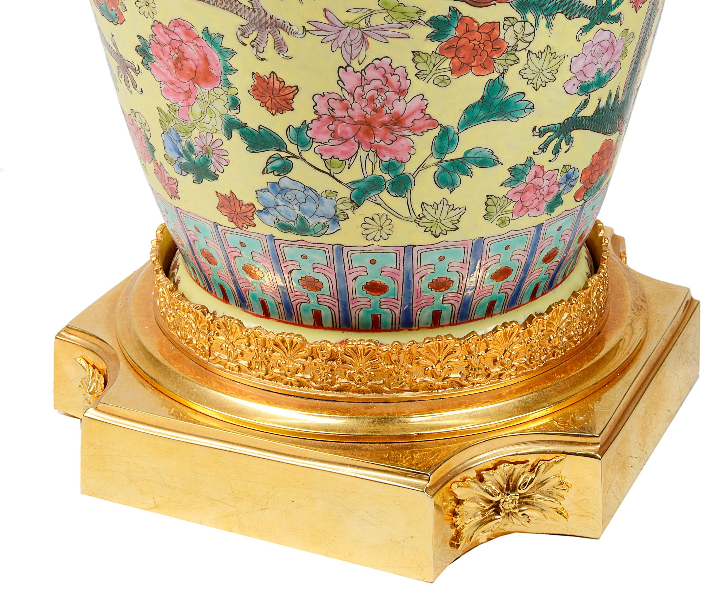 Porcelain Chinese Famille Rose Vase or Lamp For Sale