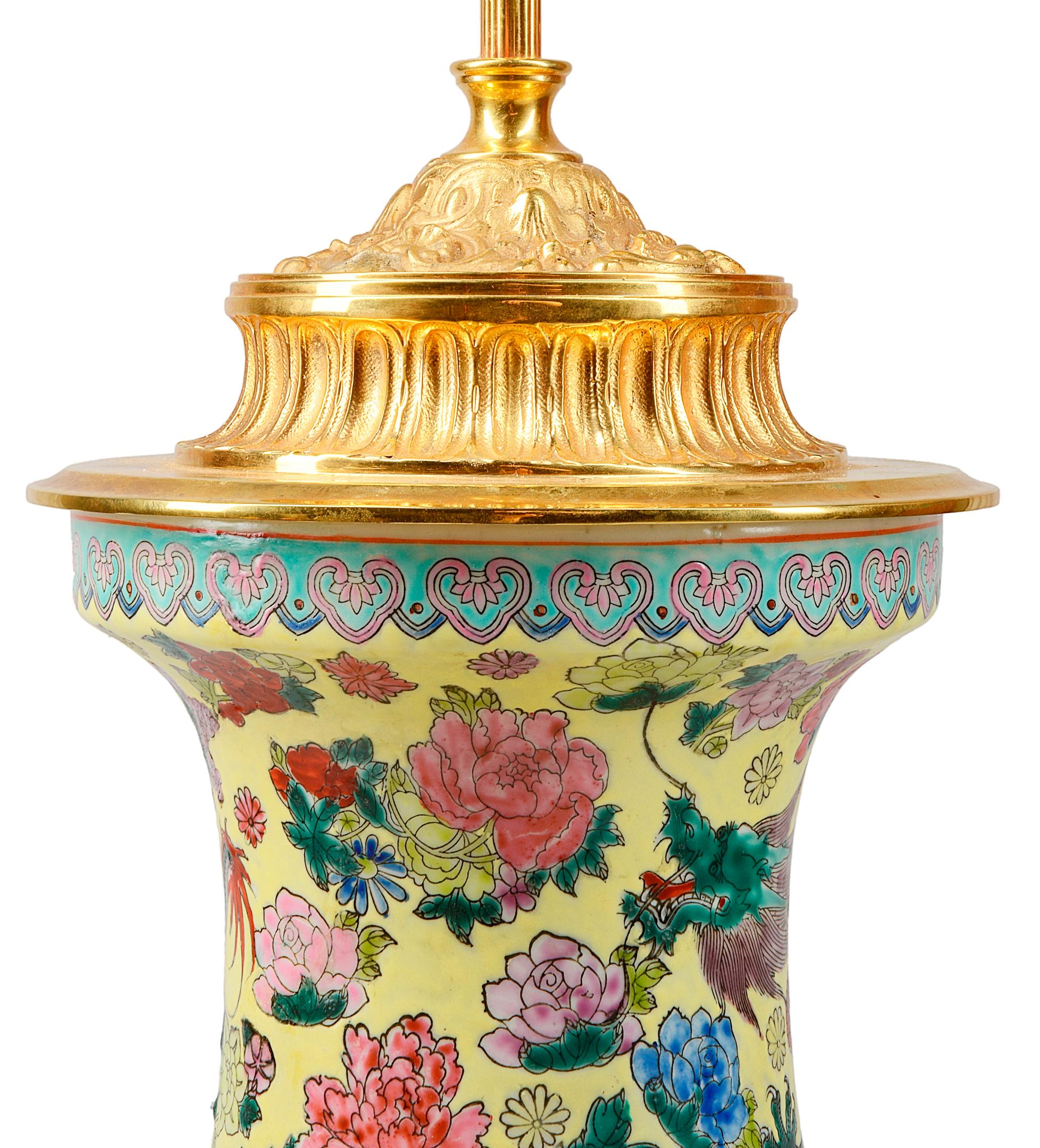 Chinese Famille Rose Vase or Lamp For Sale 1