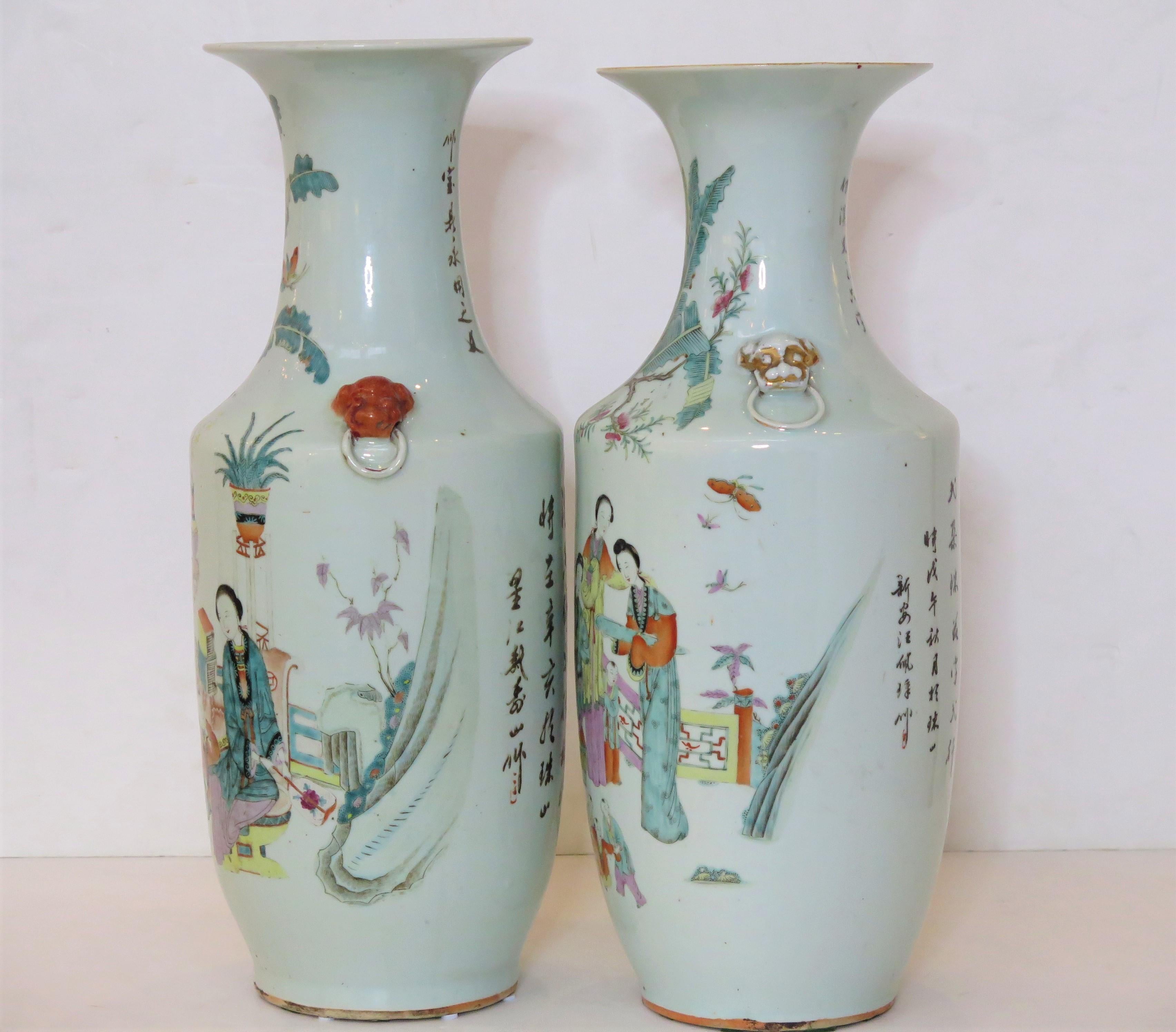 Chinesische Famille-Rose-Vasen (Handbemalt) im Angebot