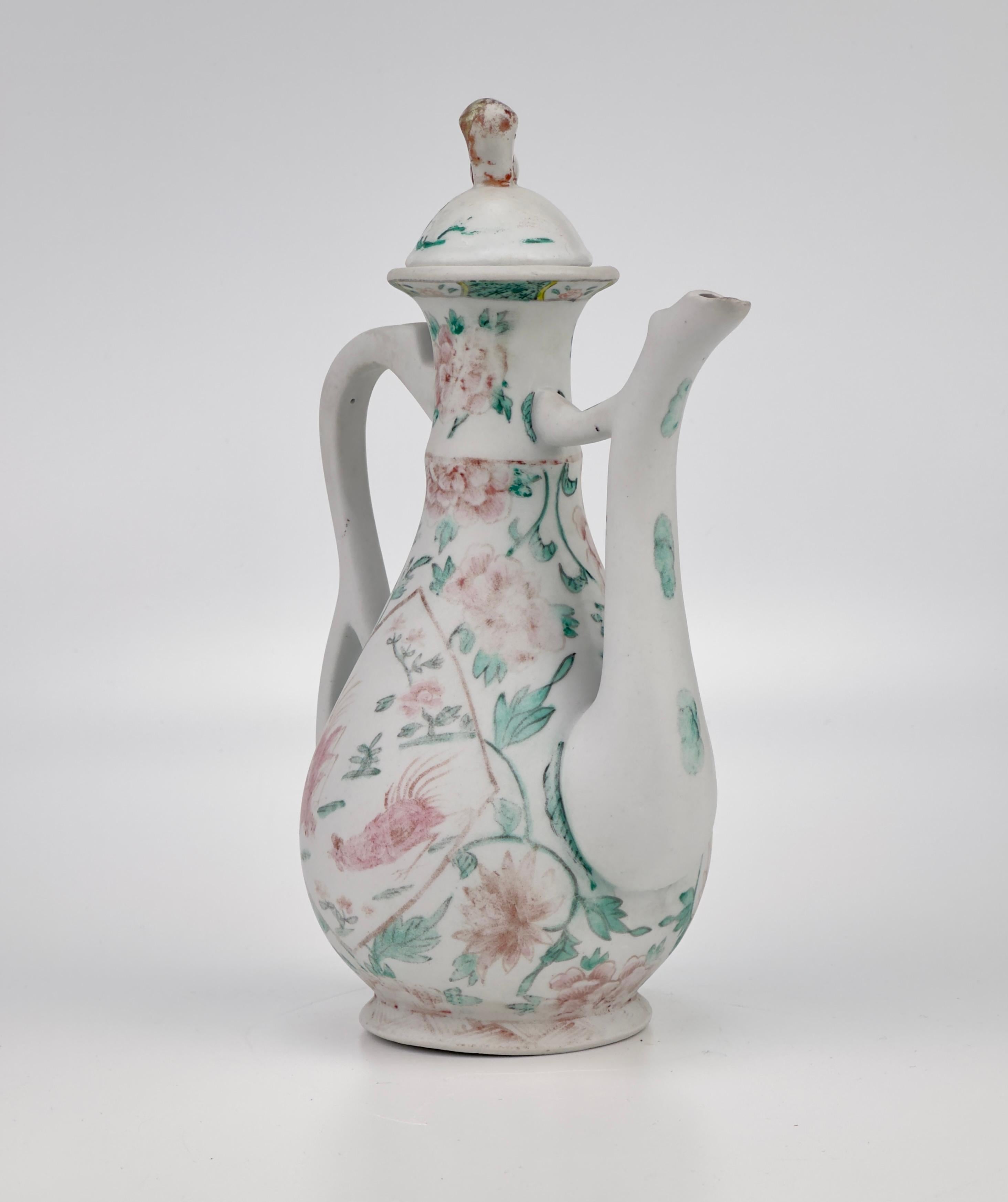 18th Century and Earlier Chinese Famille Rose/Verte 'Chicken' Ewer, Qing Dynasty For Sale
