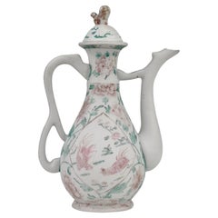 Chinese Famille Rose/Verte 'Chicken' Ewer, Qing Dynasty