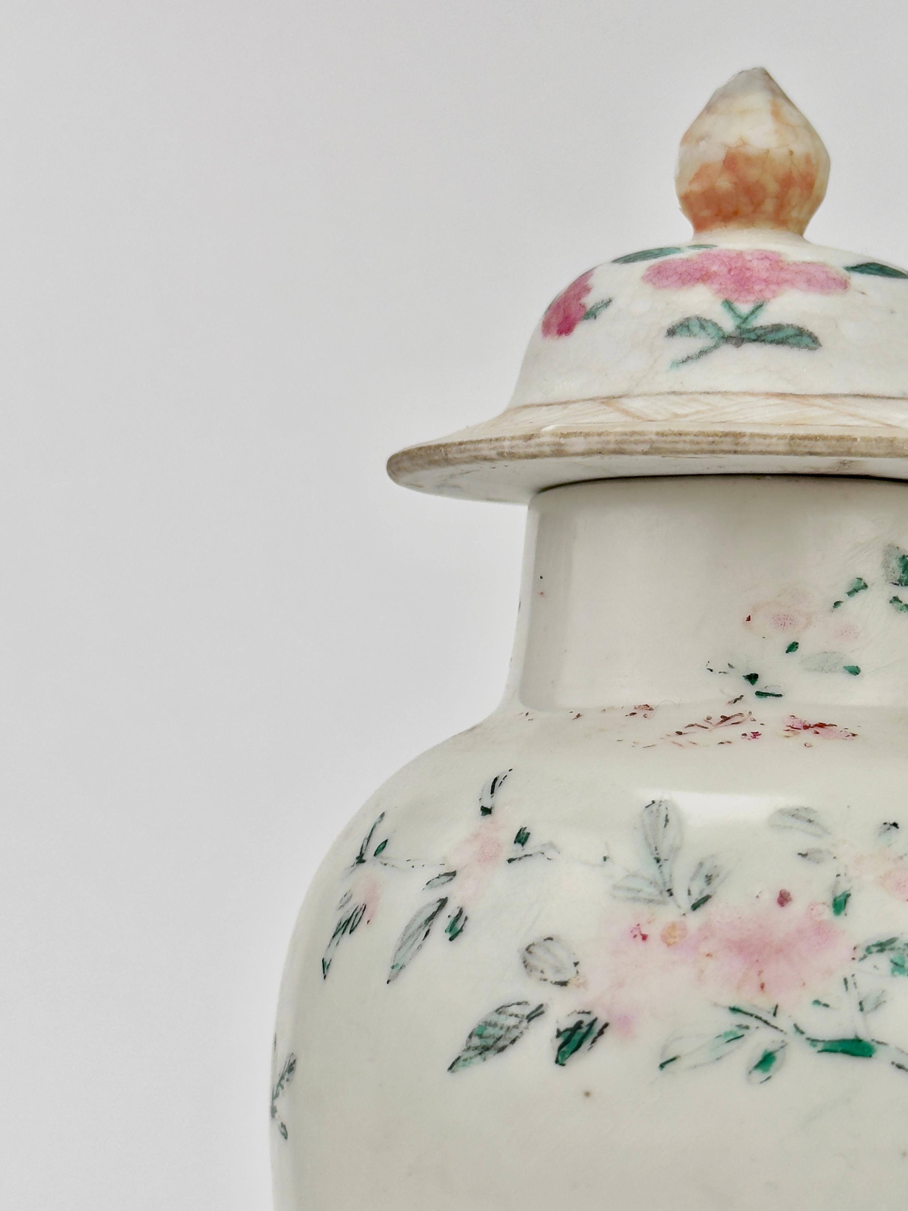 Ceramic Chinese Famille Rose/Verte 'Crane and Flower' Baluster Vase, Qing Dynasty For Sale