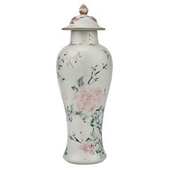 Antique Chinese Famille Rose/Verte 'Crane and Flower' Baluster Vase, Qing Dynasty