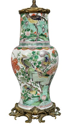 Chinese Famille Verte and Ormolu Mounted Lamp