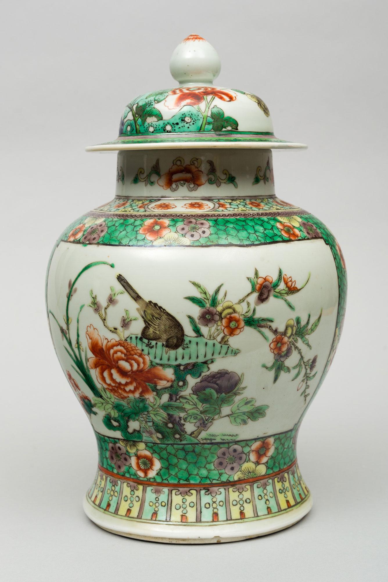 Chinese Export Chinese Famille Verte Balaster Shaped Vase For Sale