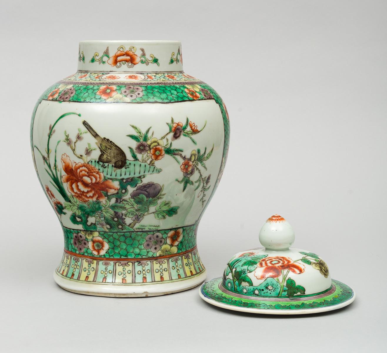 Chinese Famille Verte Balaster Shaped Vase In Good Condition For Sale In Sheffield, MA