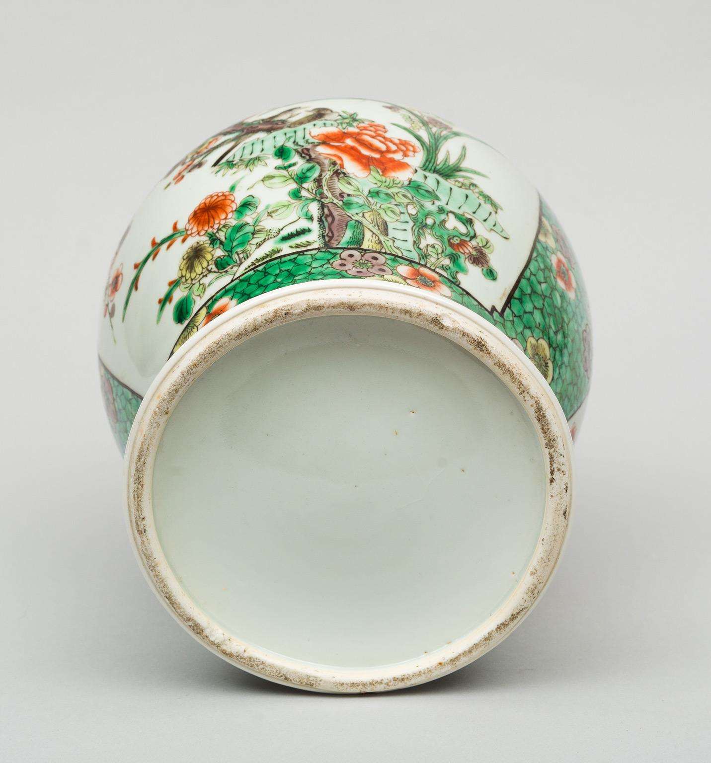 Porcelain Chinese Famille Verte Balaster Shaped Vase For Sale