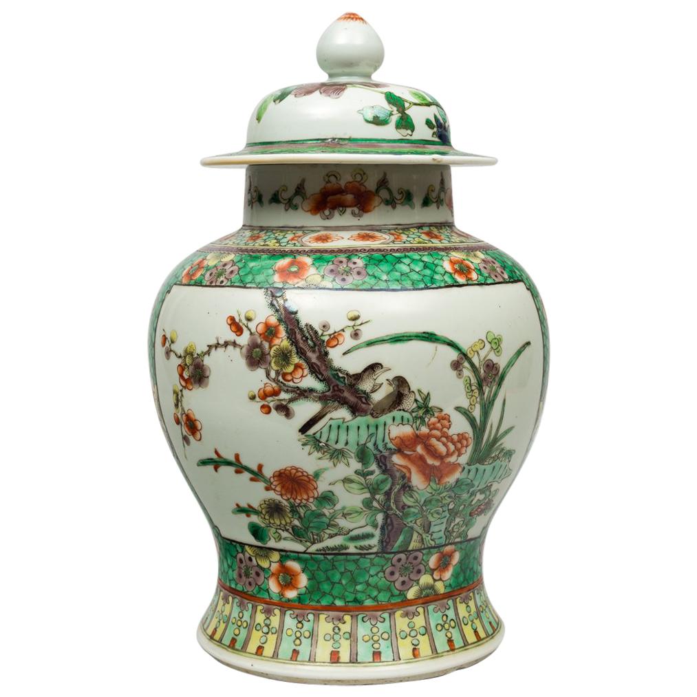 Chinese Famille Verte Balaster Shaped Vase For Sale