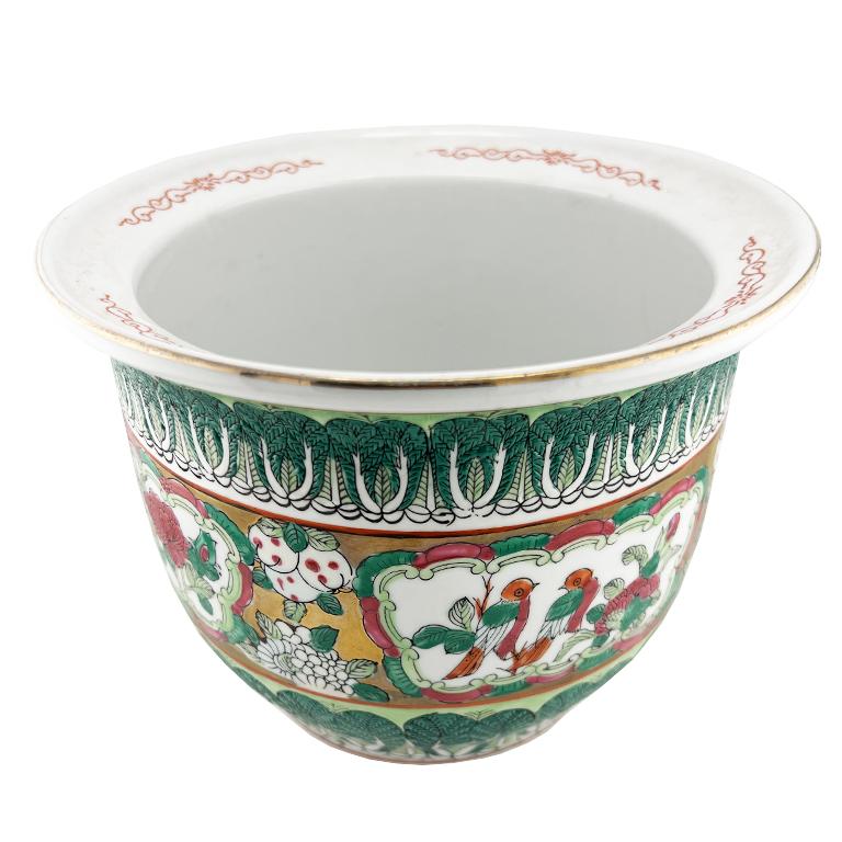 Chinoiseries Jardinière chinoise en famille verte pour pak-choï avec accents dorés, style Qing en vente