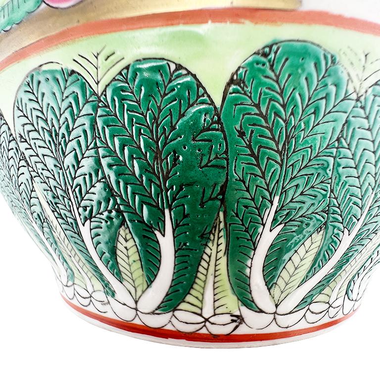 Jardinière chinoise en famille verte pour pak-choï avec accents dorés, style Qing en vente 2