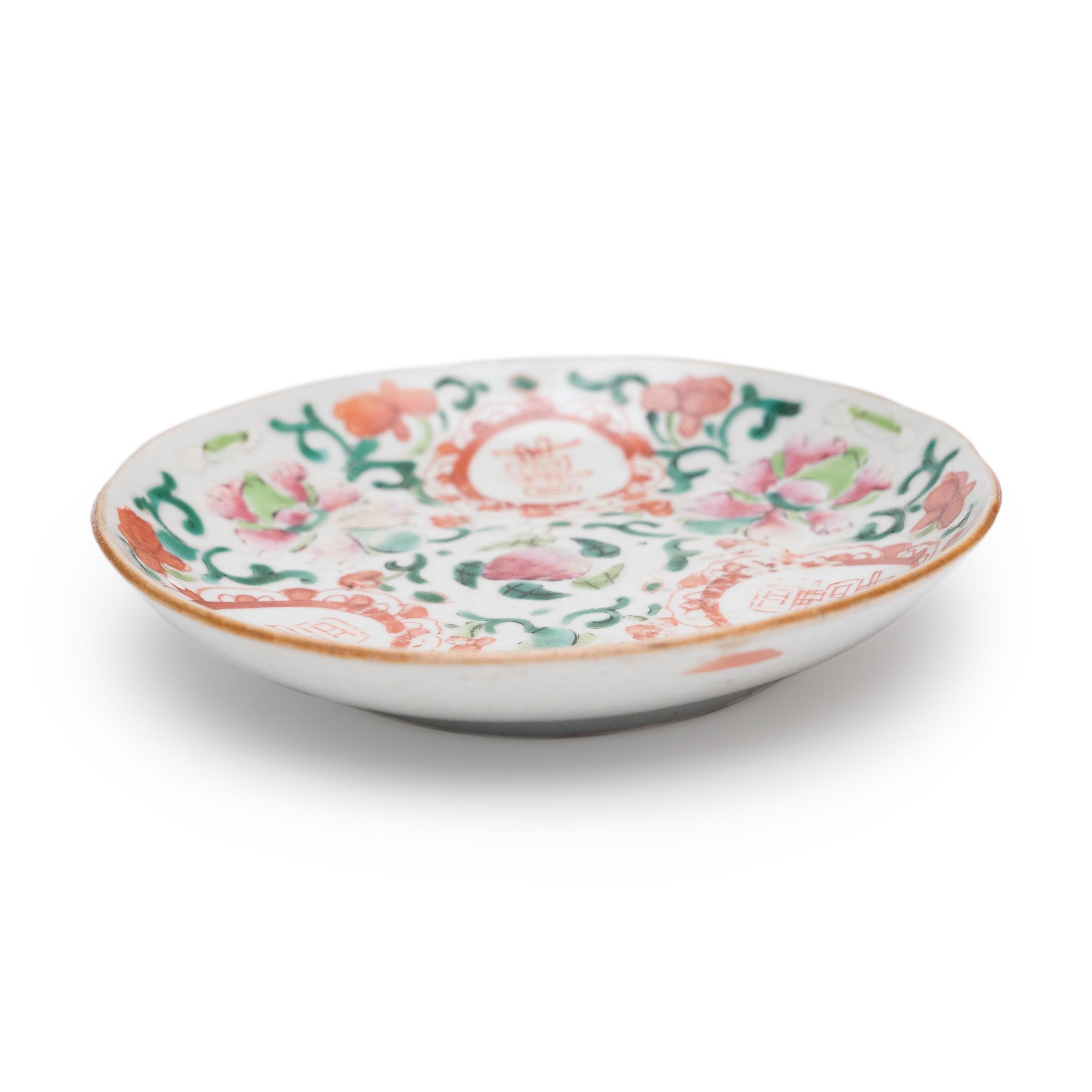 Chinois Plat à double bonheur en famille verte chinoise, C.I.C., 1850 en vente