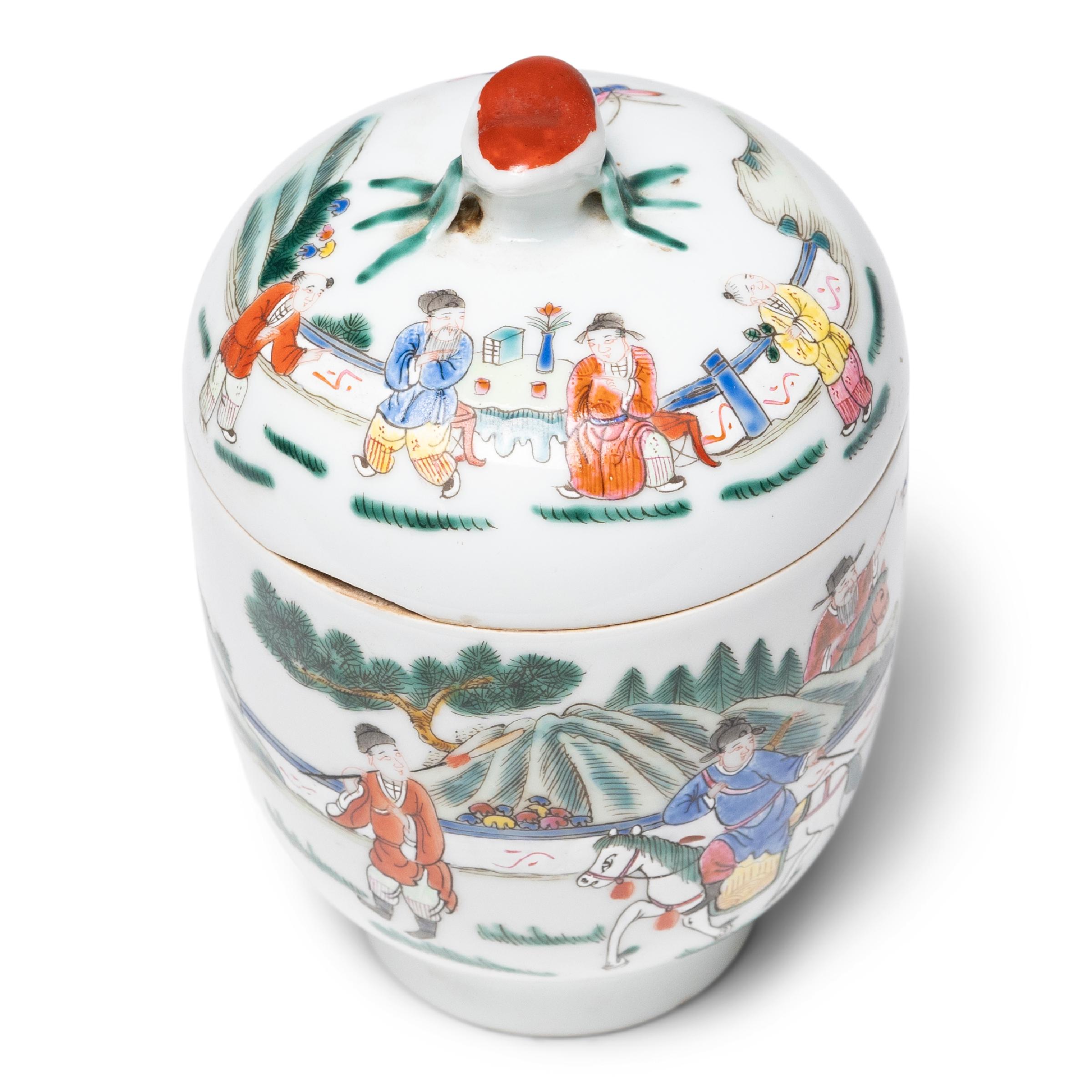 Chinese Famille Verte Jar with Horseback Procession 1