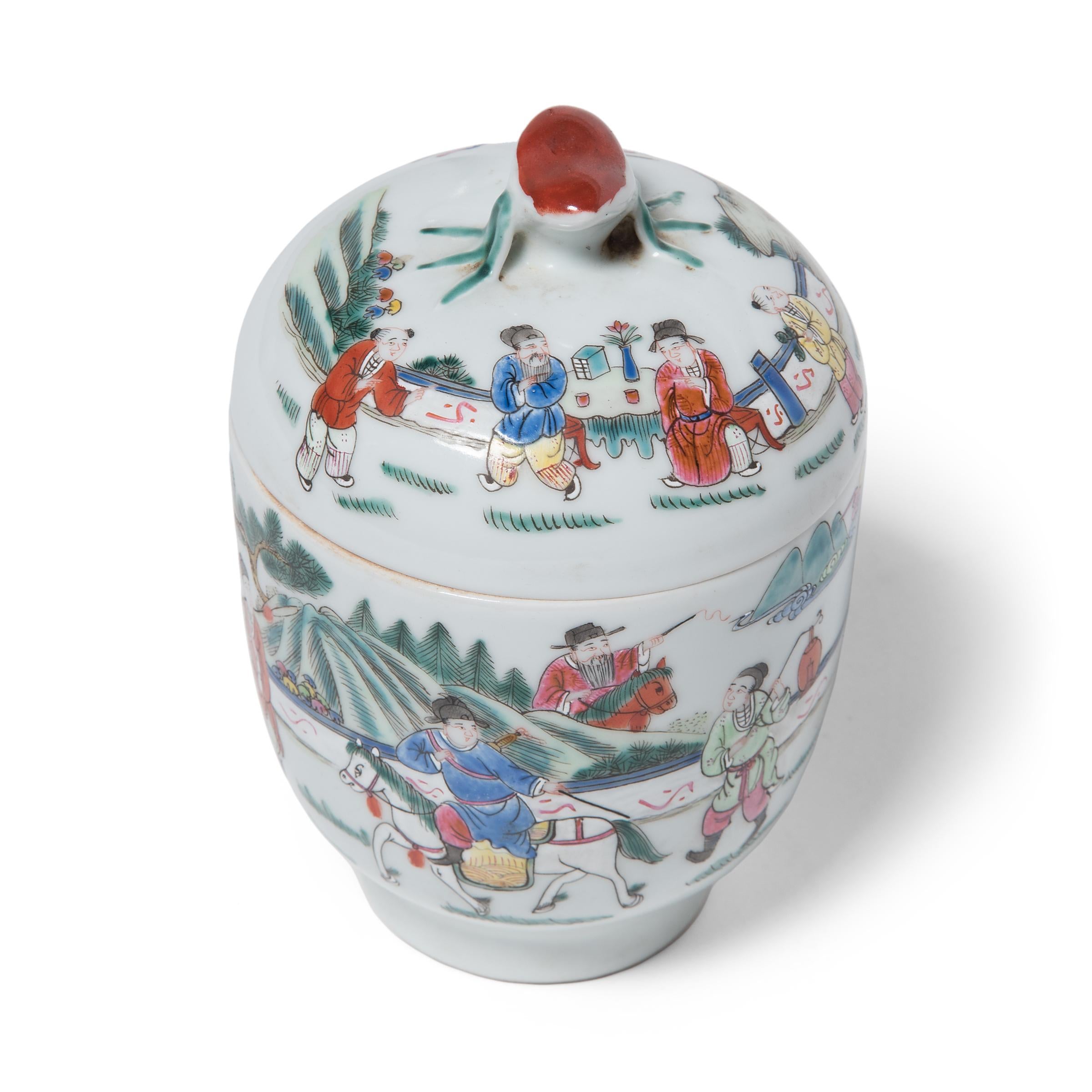 Chinese Famille Verte Jar with Horseback Procession For Sale 2