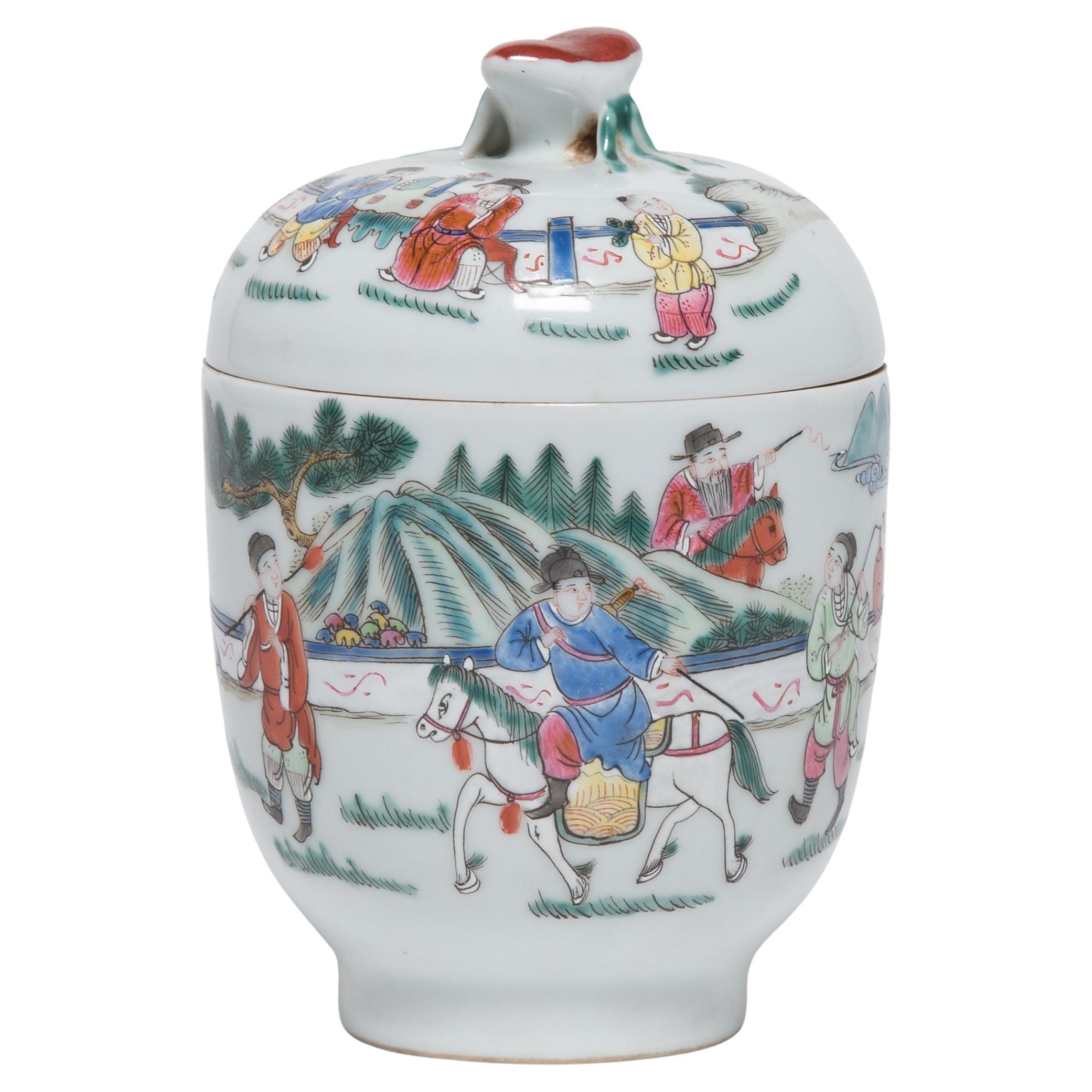 Chinese Famille Verte Jar with Horseback Procession