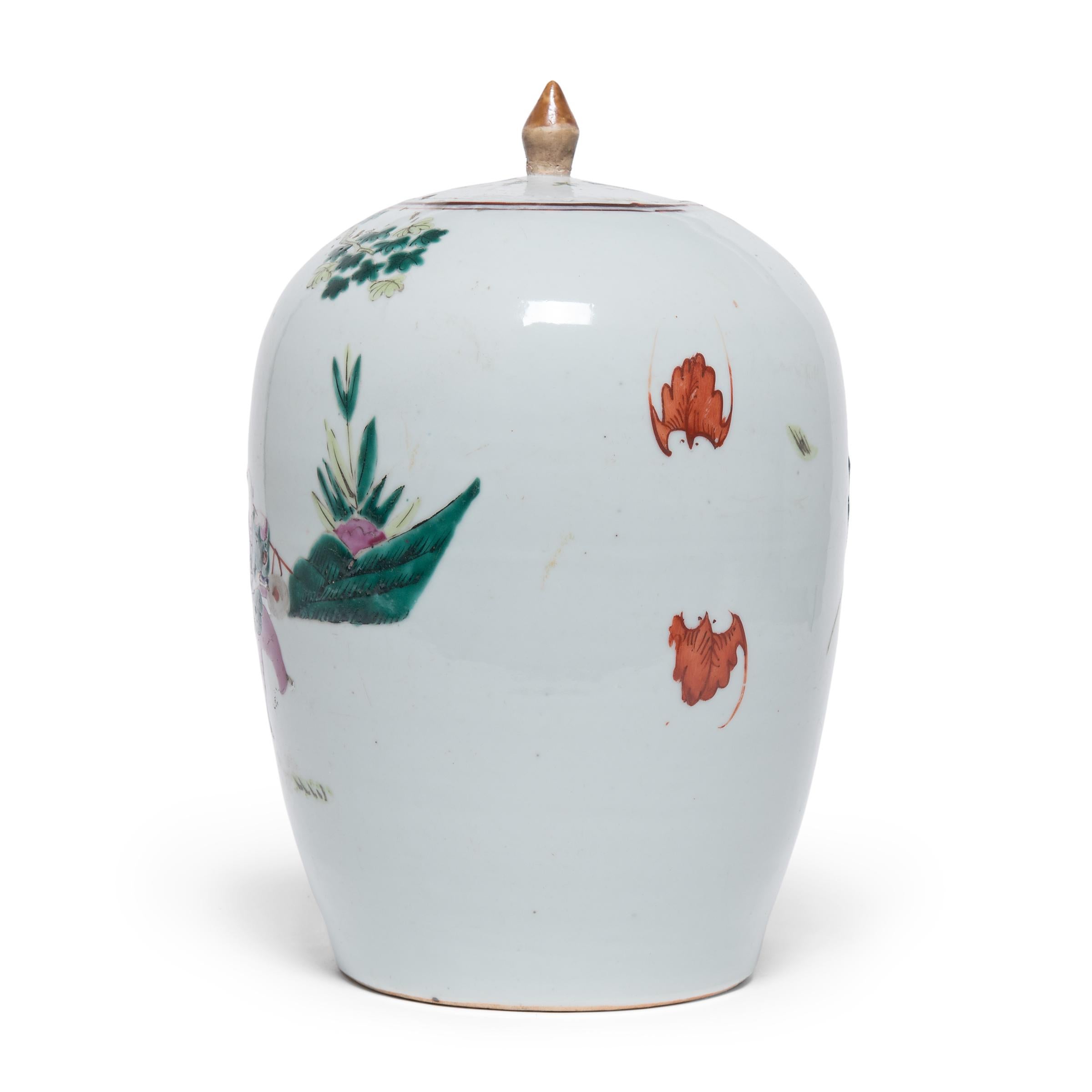 Chinese Export Chinese Famille Verte Oval Ginger Jar with Mythical Qilin, c. 1900