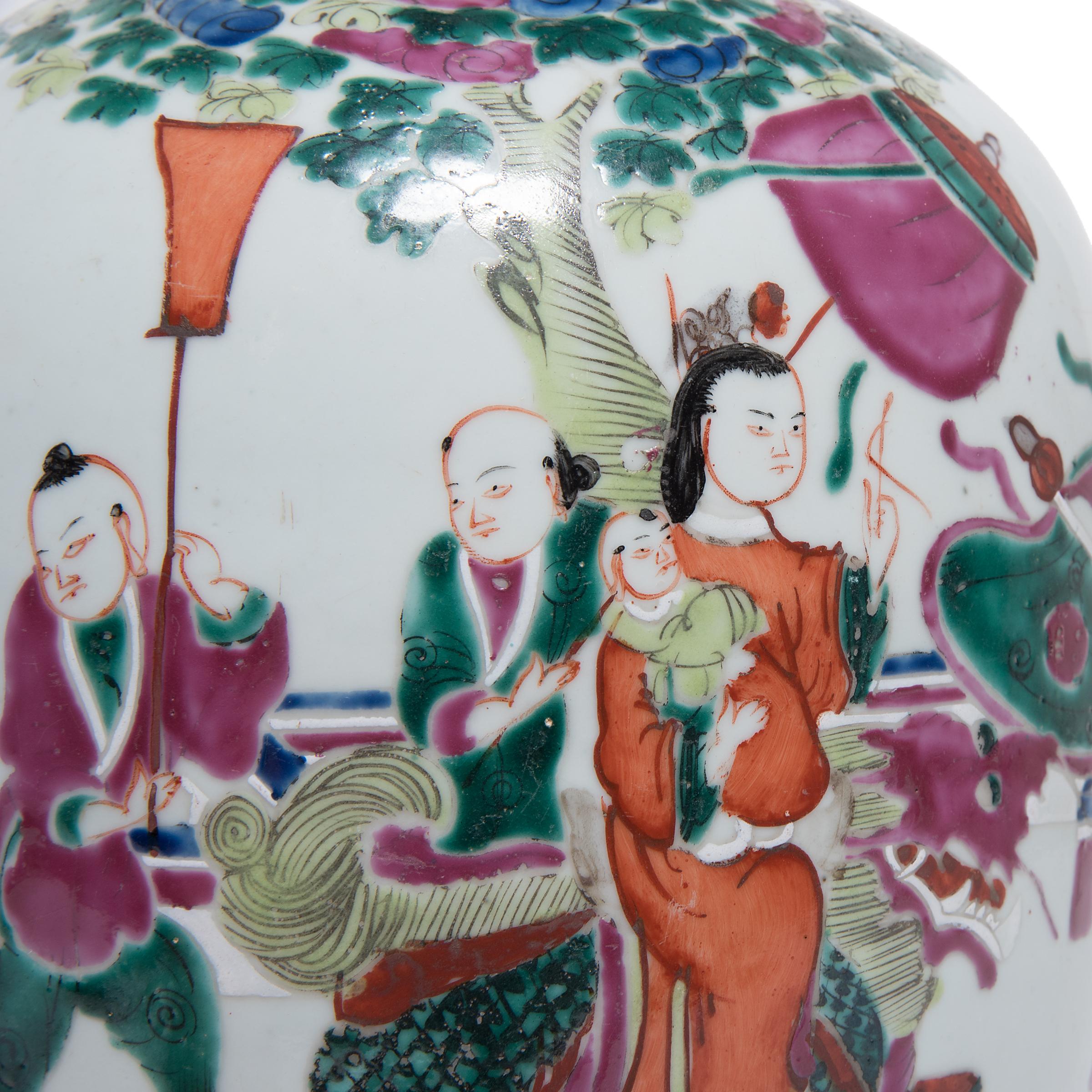 Chinese Famille Verte Oval Ginger Jar with Mythical Qilin, c. 1900 2
